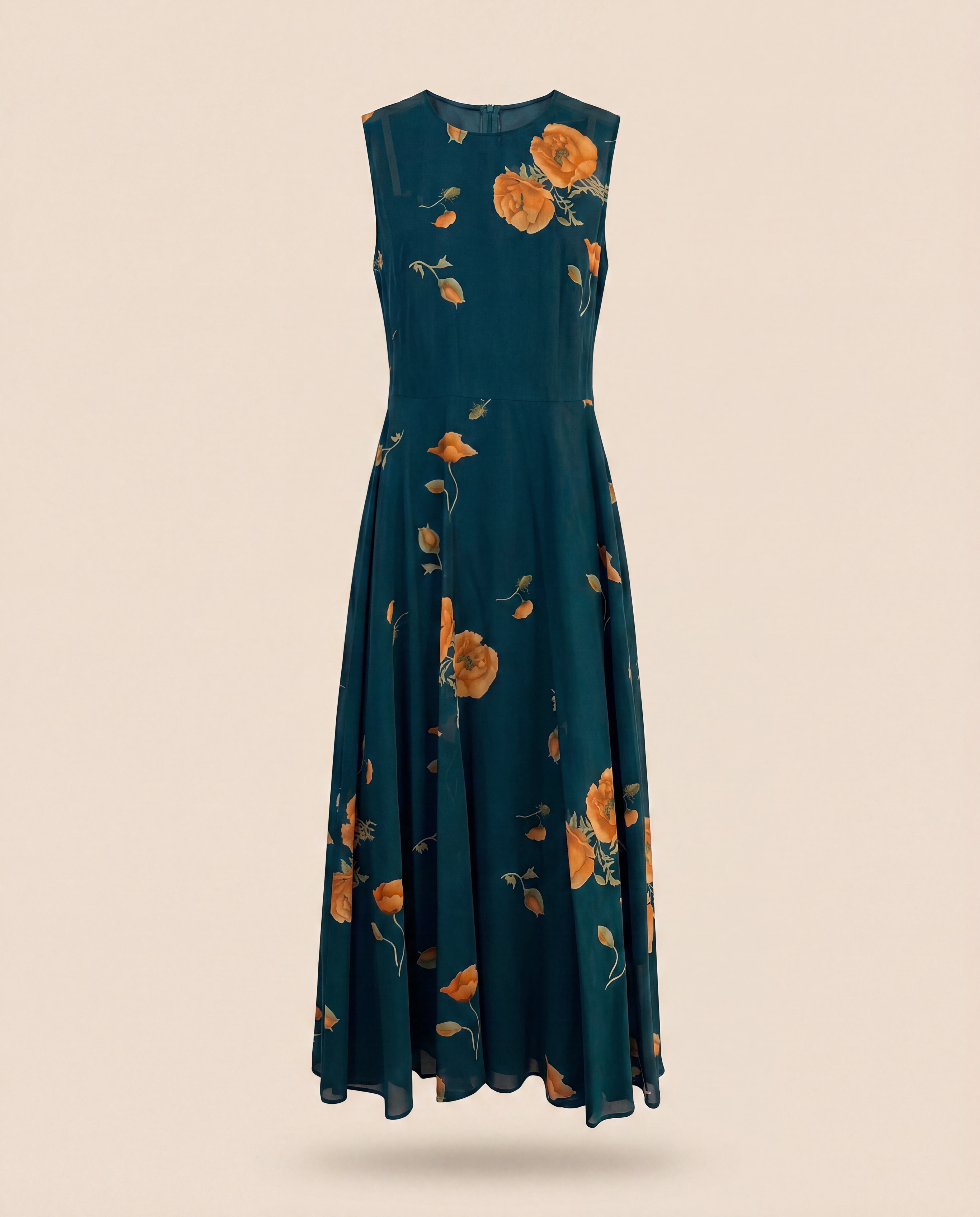 Robe Akris Anemone Green en laine vierge imprimée – Taille 40