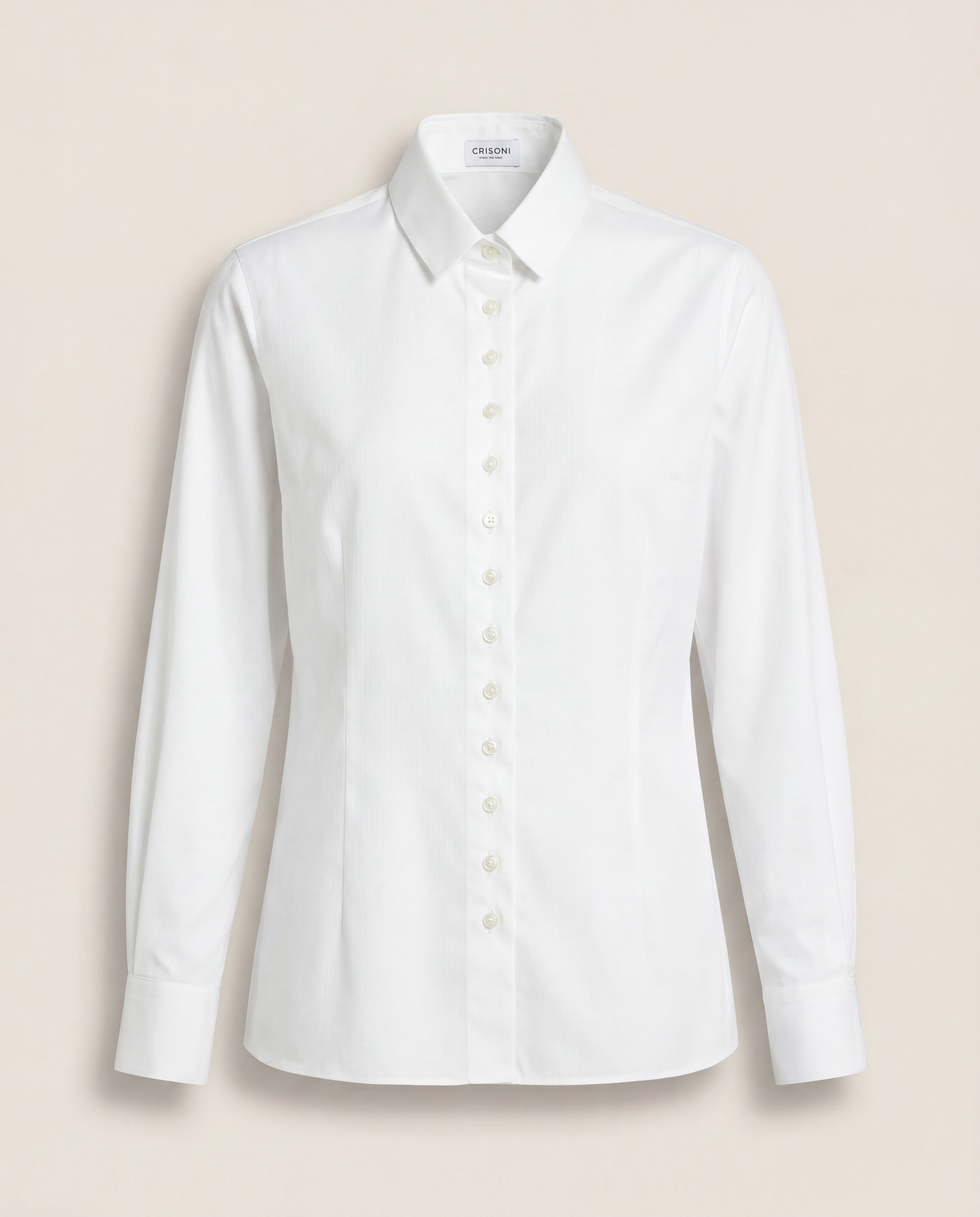 Chemise Crisoni Monte-Carlo popeline blanche col structuré boutons nacre coupe ajustée – T.38