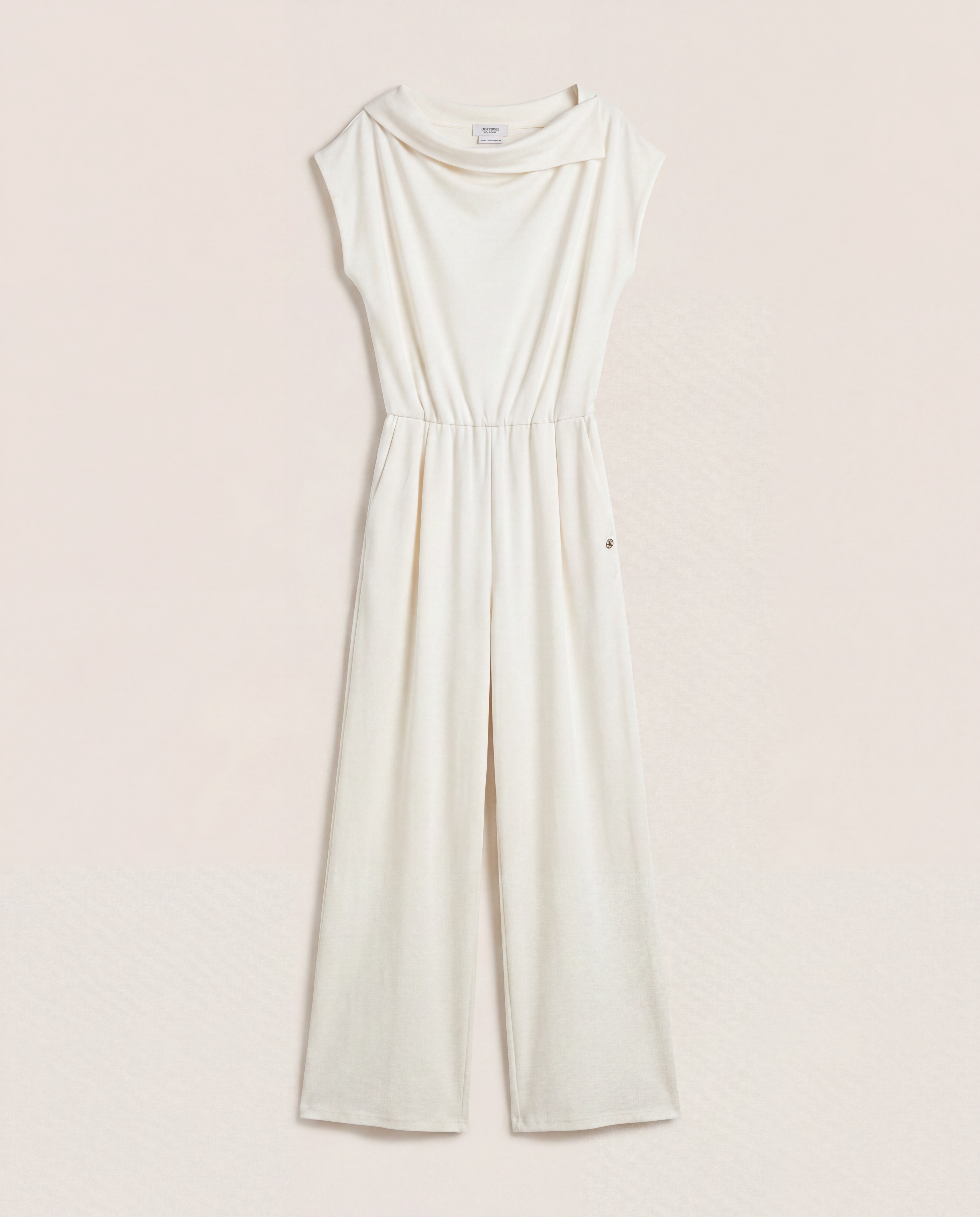 Combinaison écrue en maille de coton drapée – Crisoni – Taille L-1