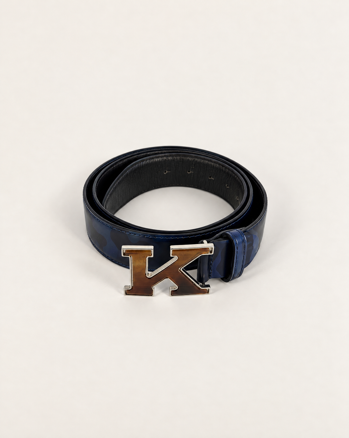 Ceinture Kiton cuir bleu marine boucle K – Taille 120-1