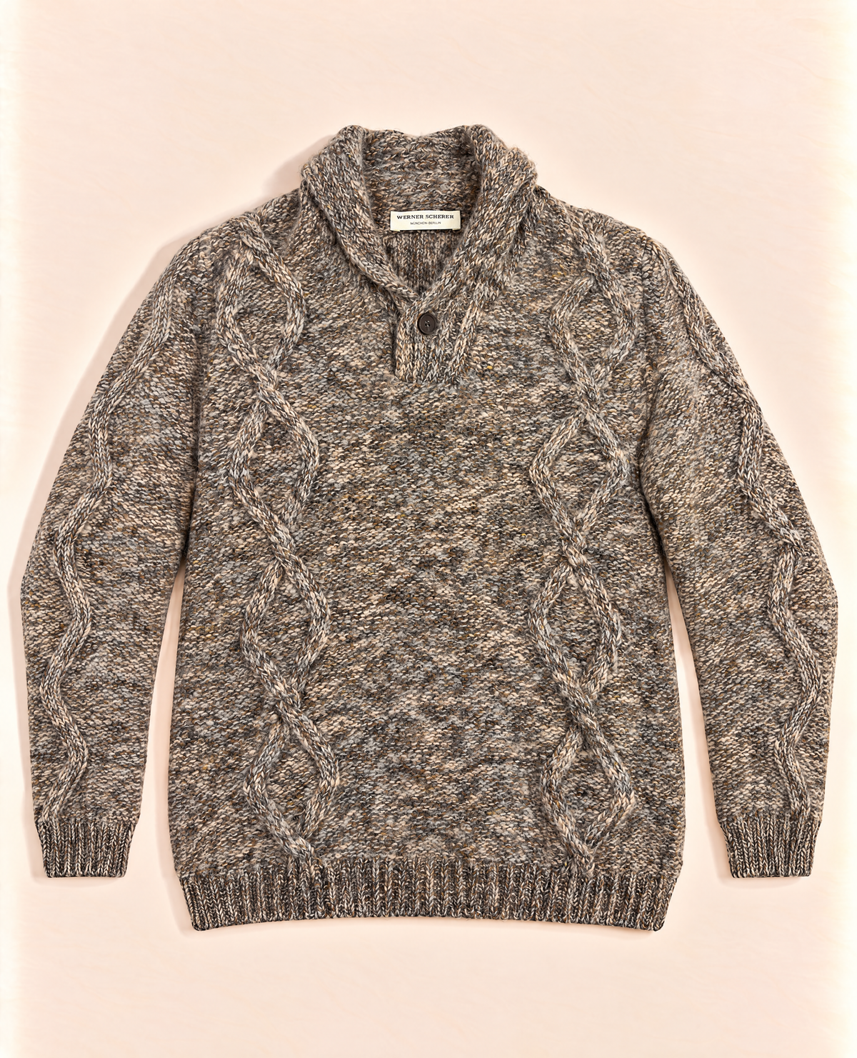 Pull Werner Scherer col châle alpaga cachemire torsadé – Taille XL