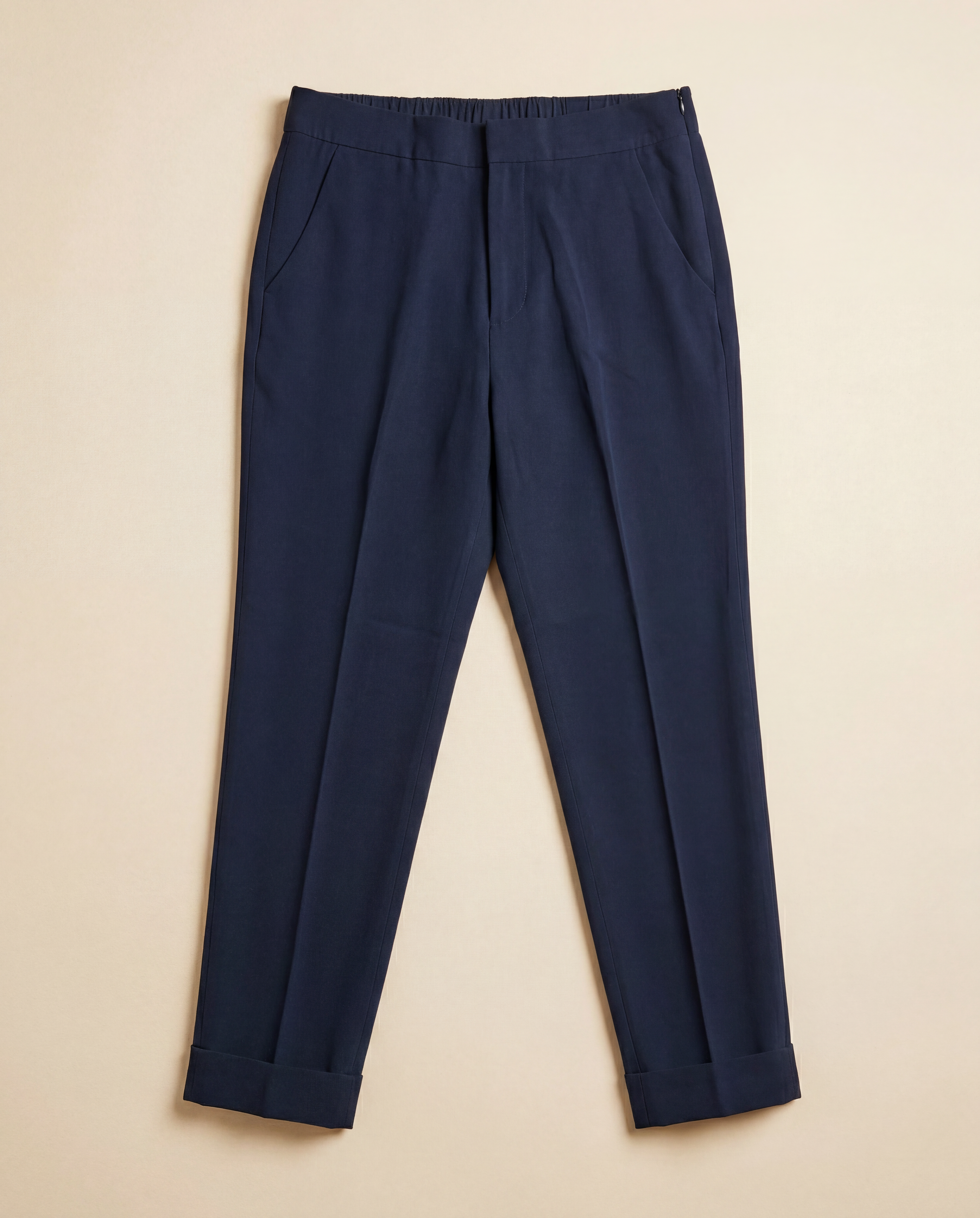 Pantalon Akris bleu marine taille haute coutures apparentes – T.40-1