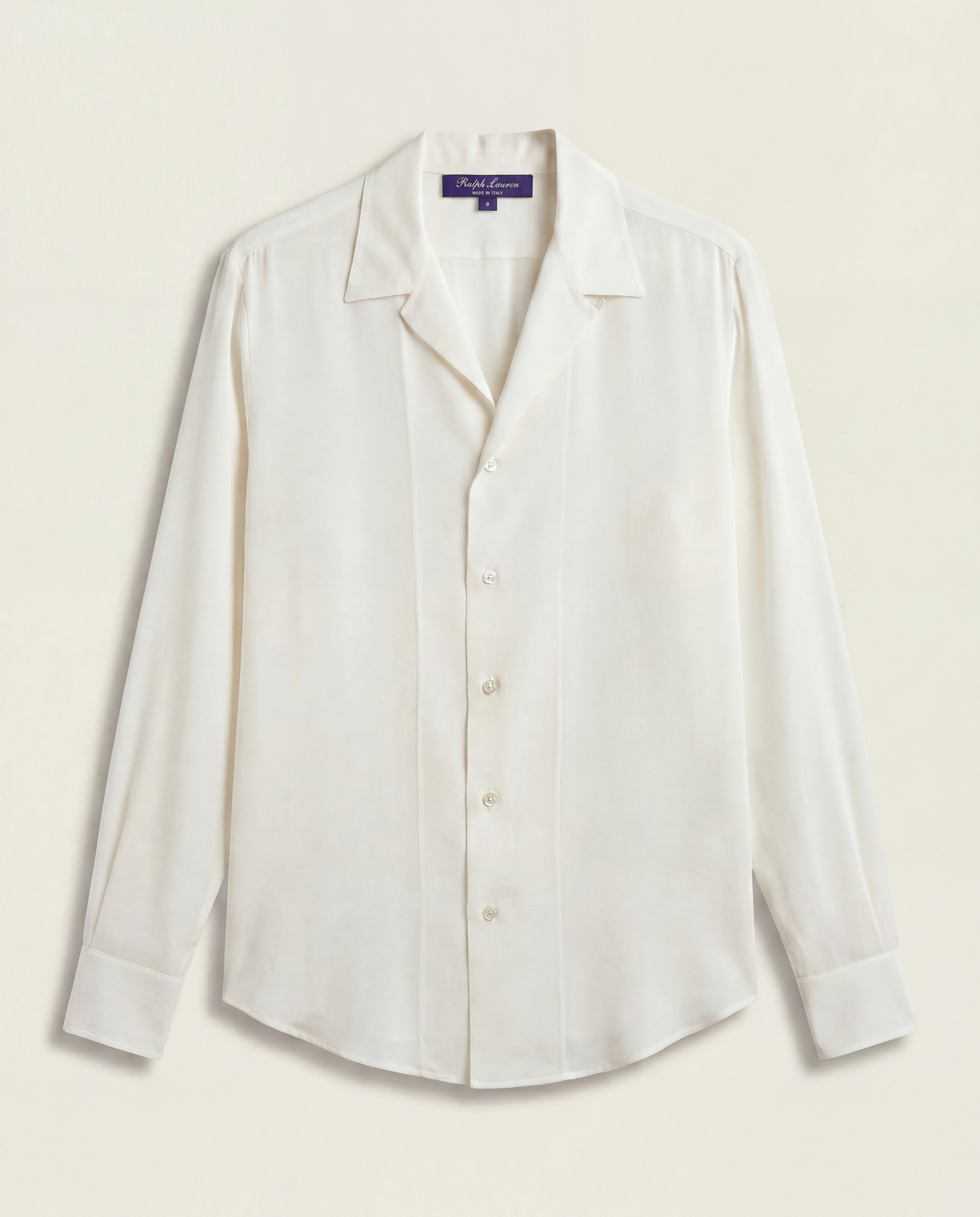 Chemise Ralph Lauren Purple Label soie ivoire col ouvert boutons nacre – T.38/40-1