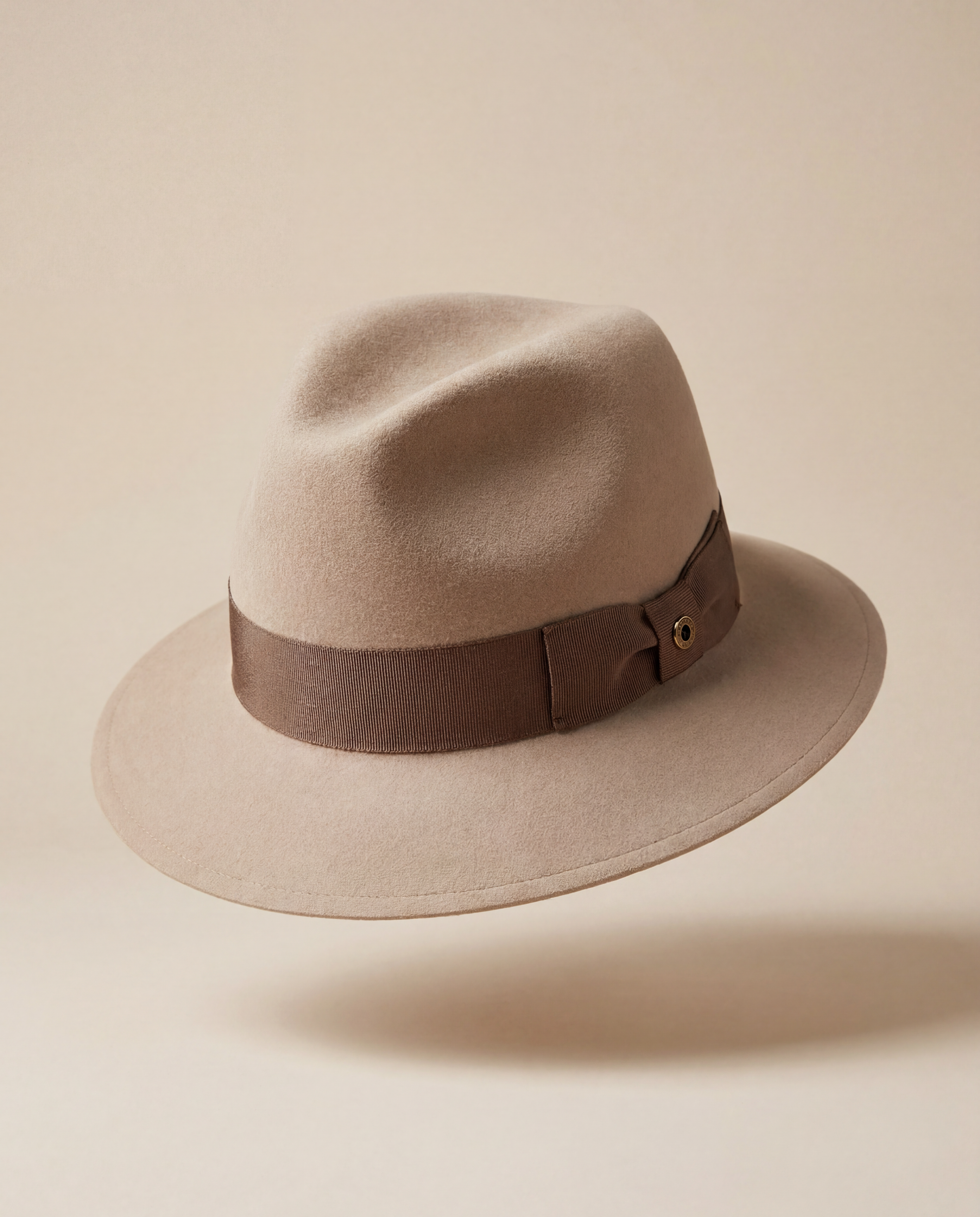 Chapeau Loro Piana feutre poil de lièvre cachemire beige ruban gros-grain-1