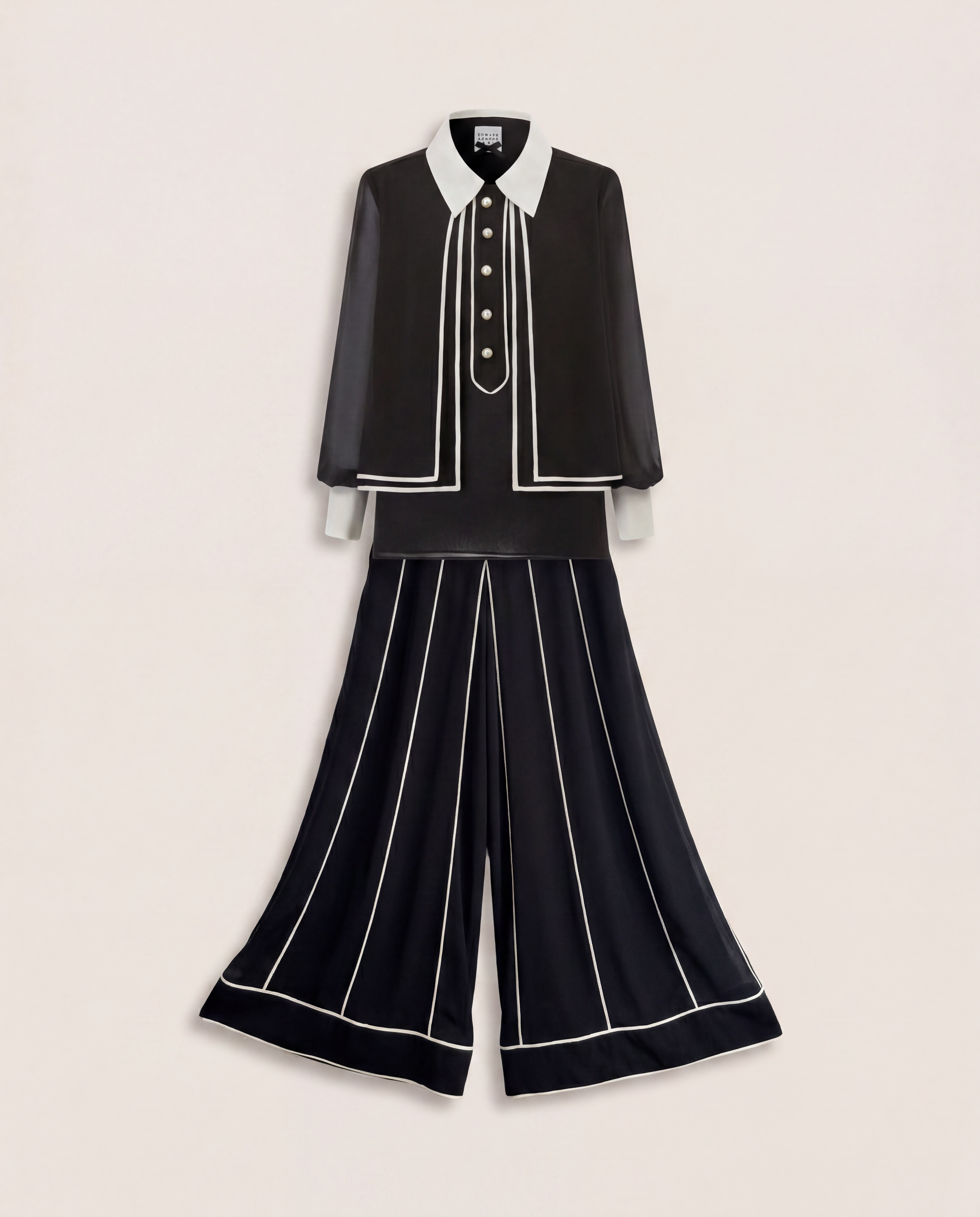 Ensemble Edward Achour Paris en soie noir & blanc – T.40