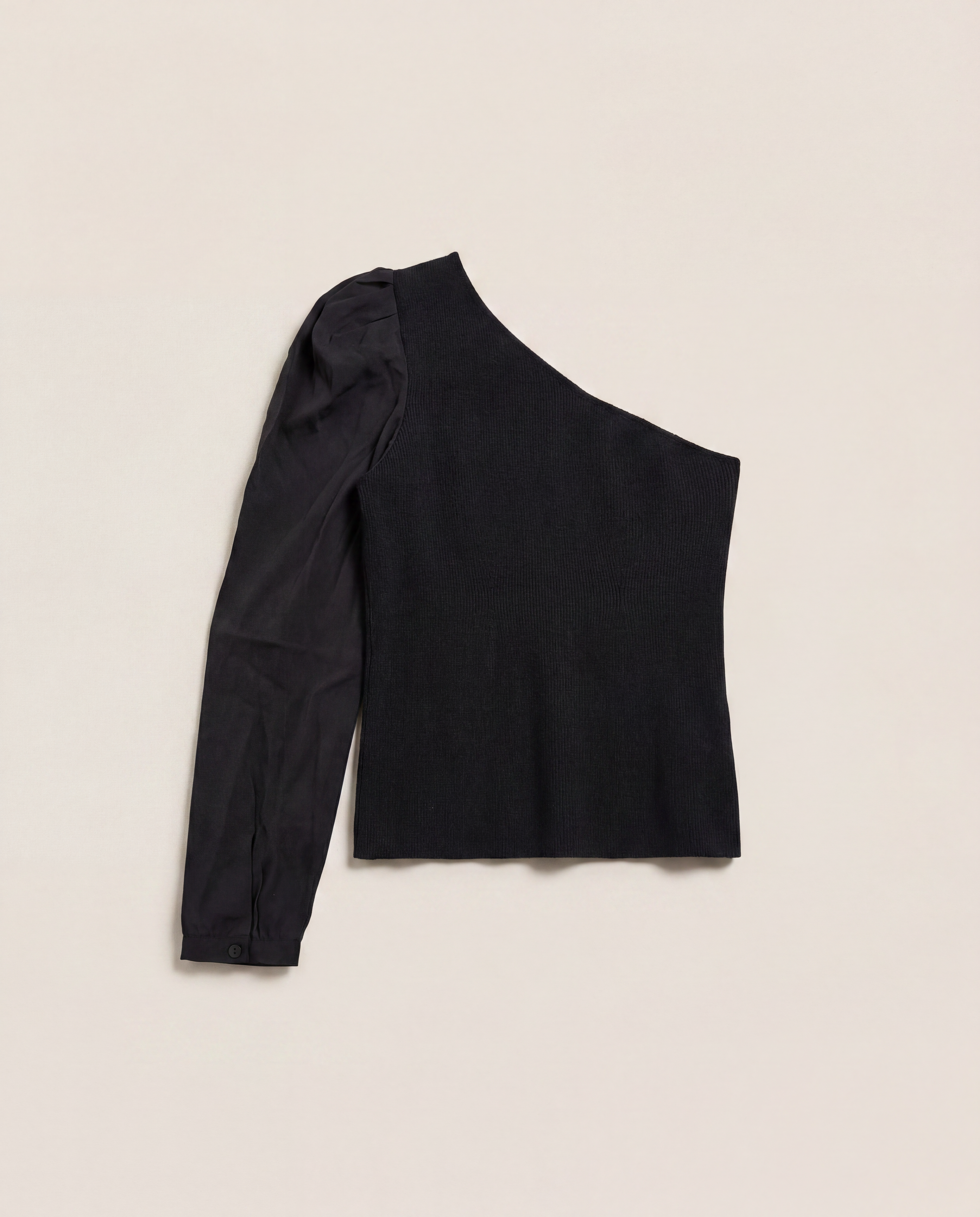 Pull asymétrique une épaule B&Sh maille soie noir – T.38 – Neuf