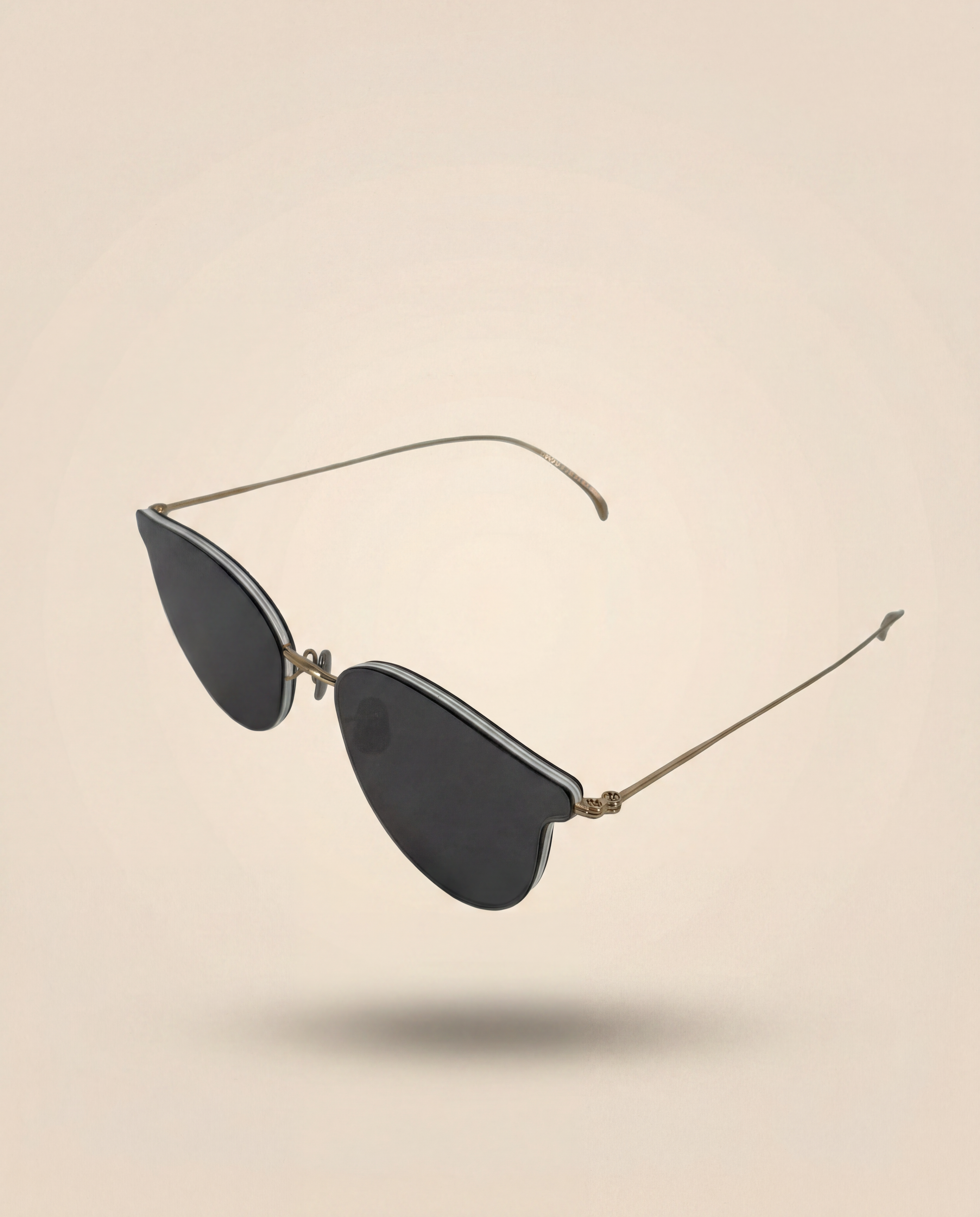 Lunettes de soleil Eyevan 7285 sans monture métal doré bord blanc-1