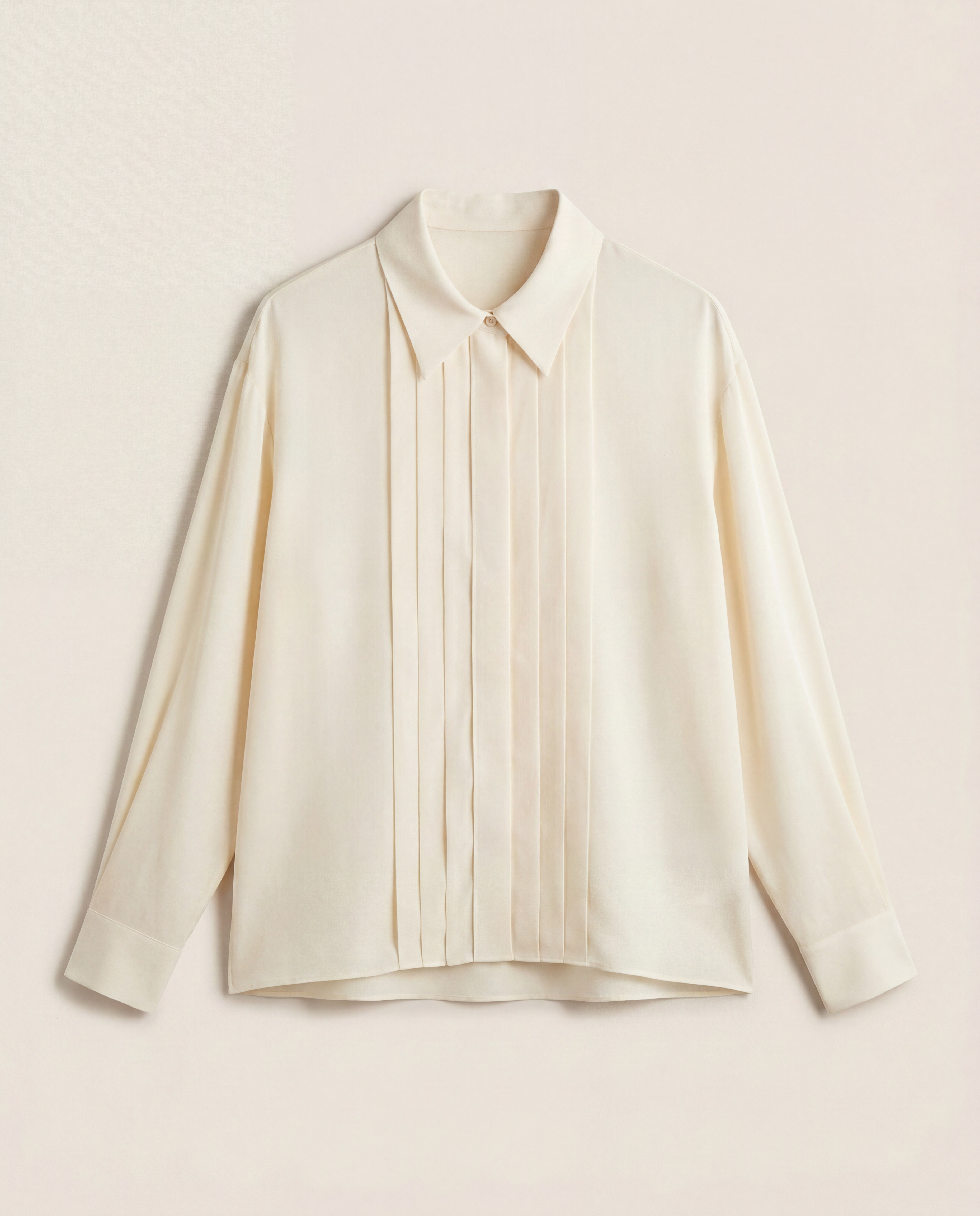 Blouse Lilysilk soie Double Joe 22 mm col pointu devant plissé patte nacre – T.L-1