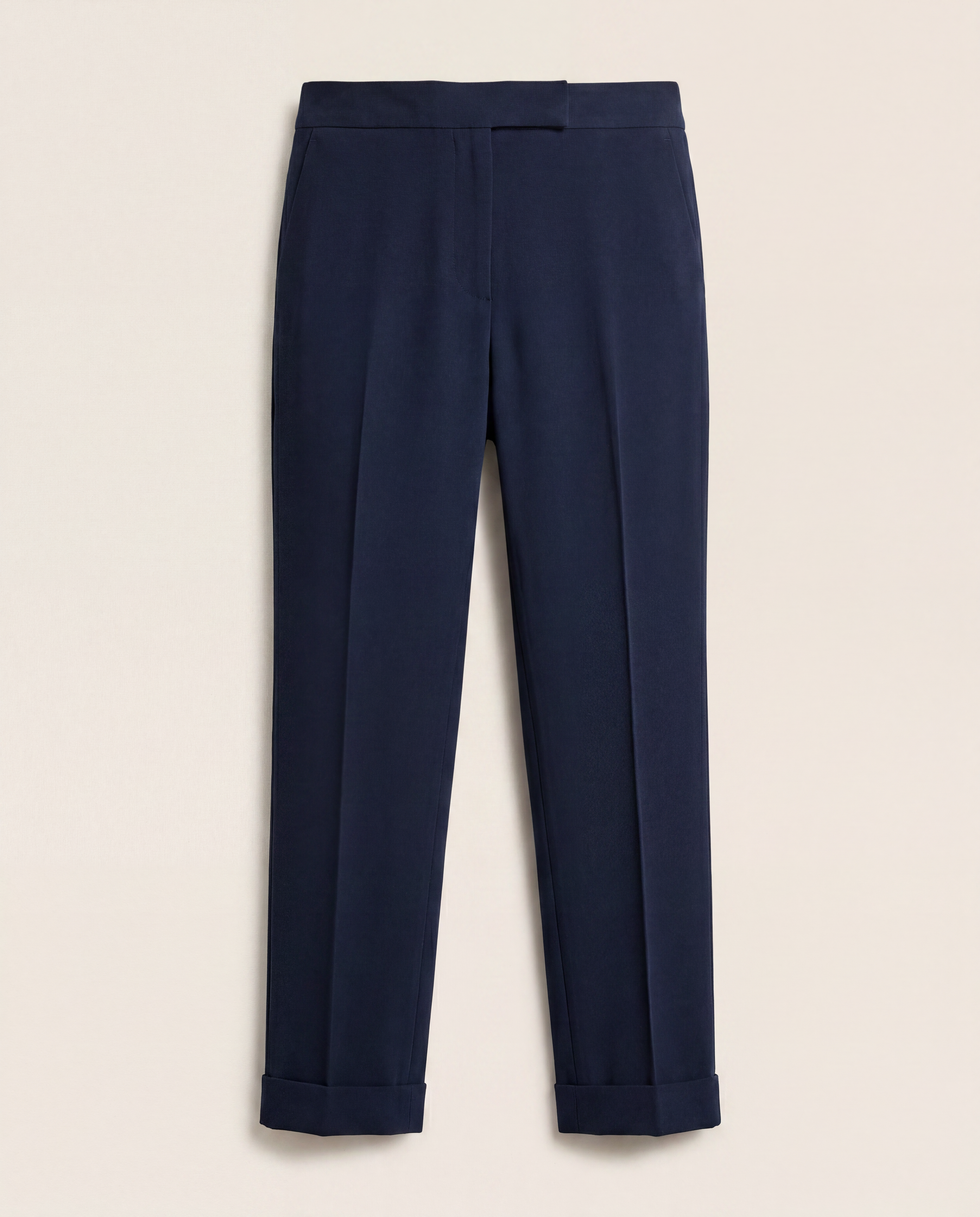 Pantalon droit Emporio Armani canneté bleu marine taille haute – T.40