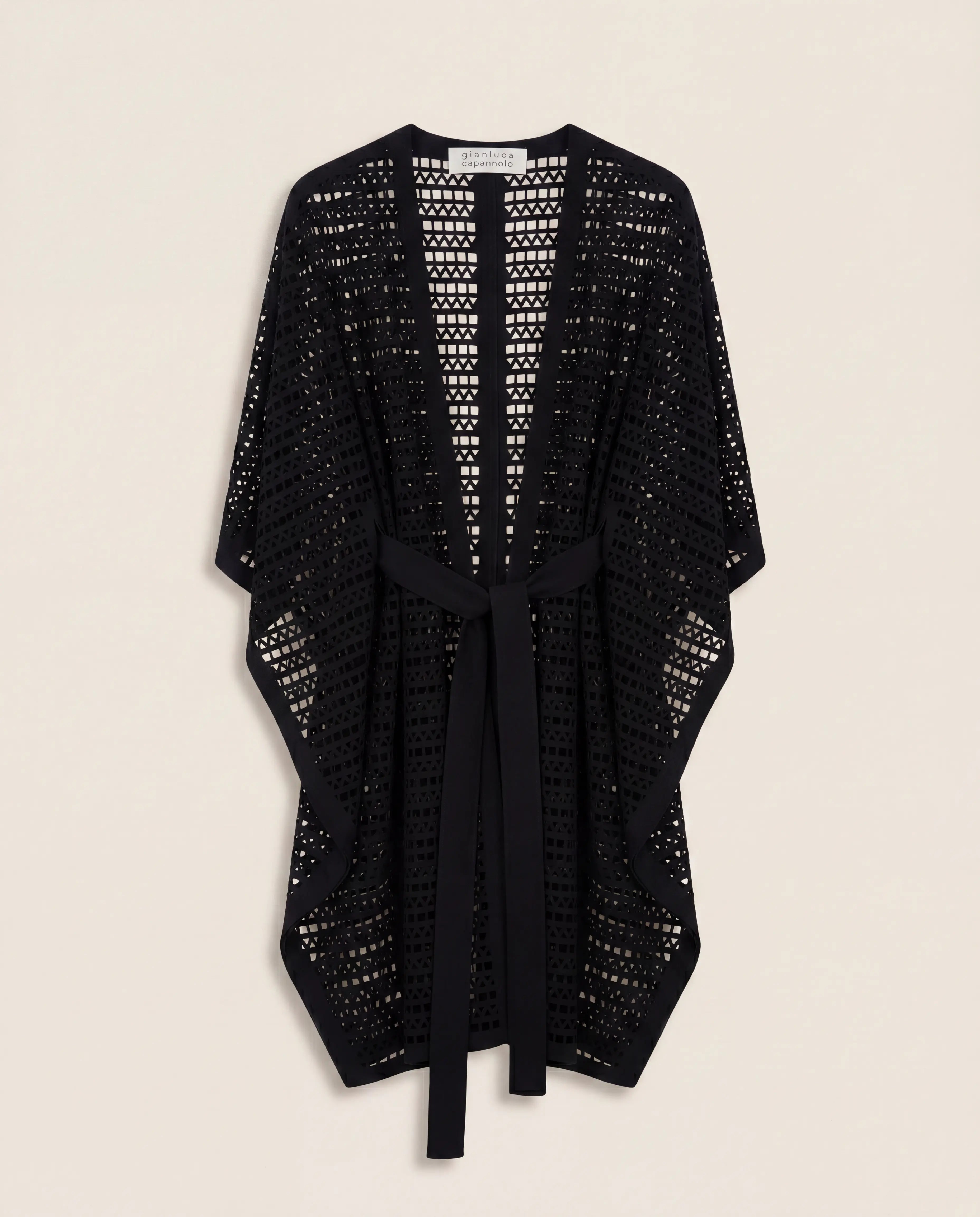 Gilet long Gianluca Capannolo en maille ajourée noire oversize – T.L Gianluca Capannolo