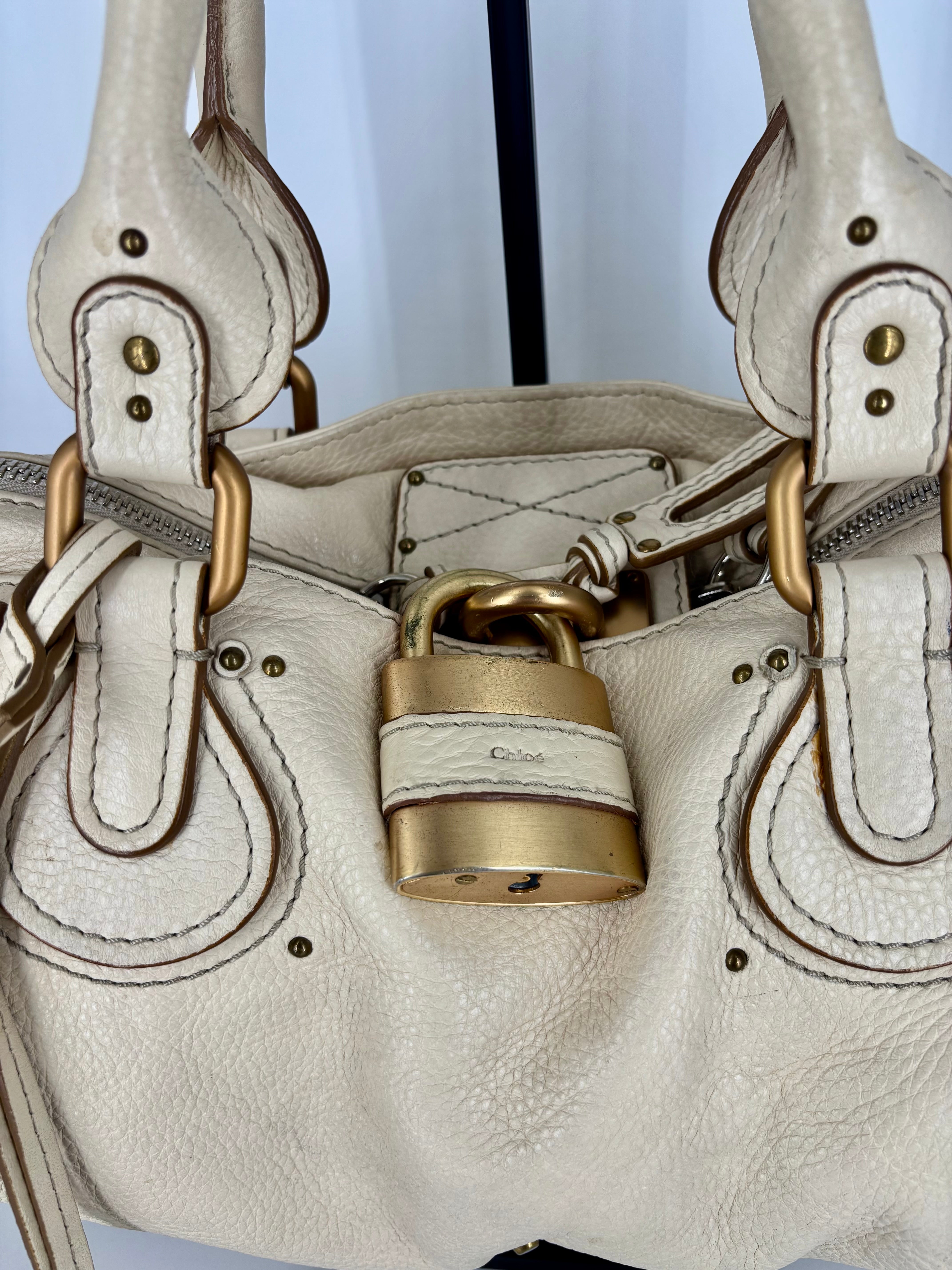 Chloé – Sac Paddington cuir de buffle grainé crème-2