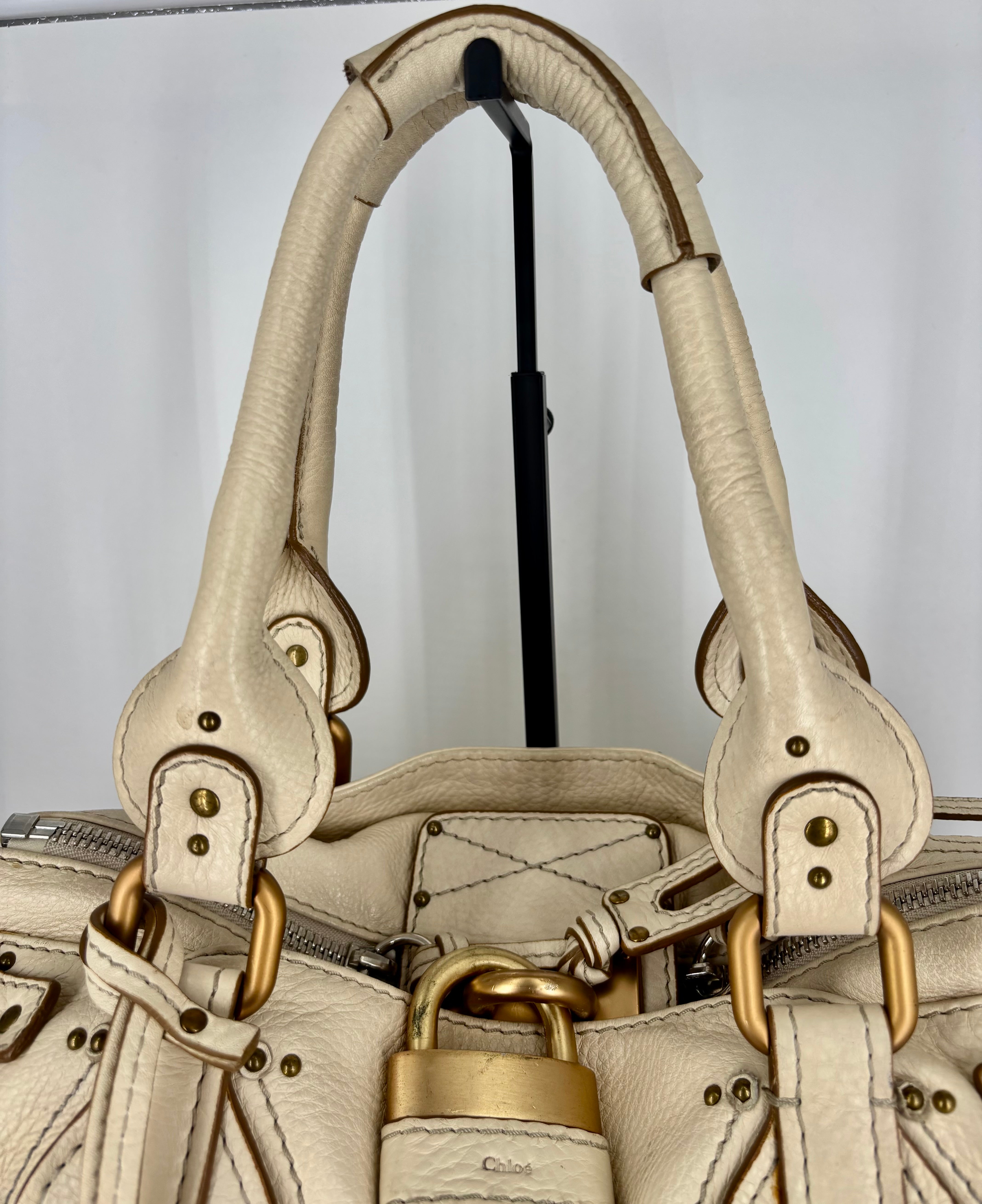 Chloé – Sac Paddington cuir de buffle grainé crème-5