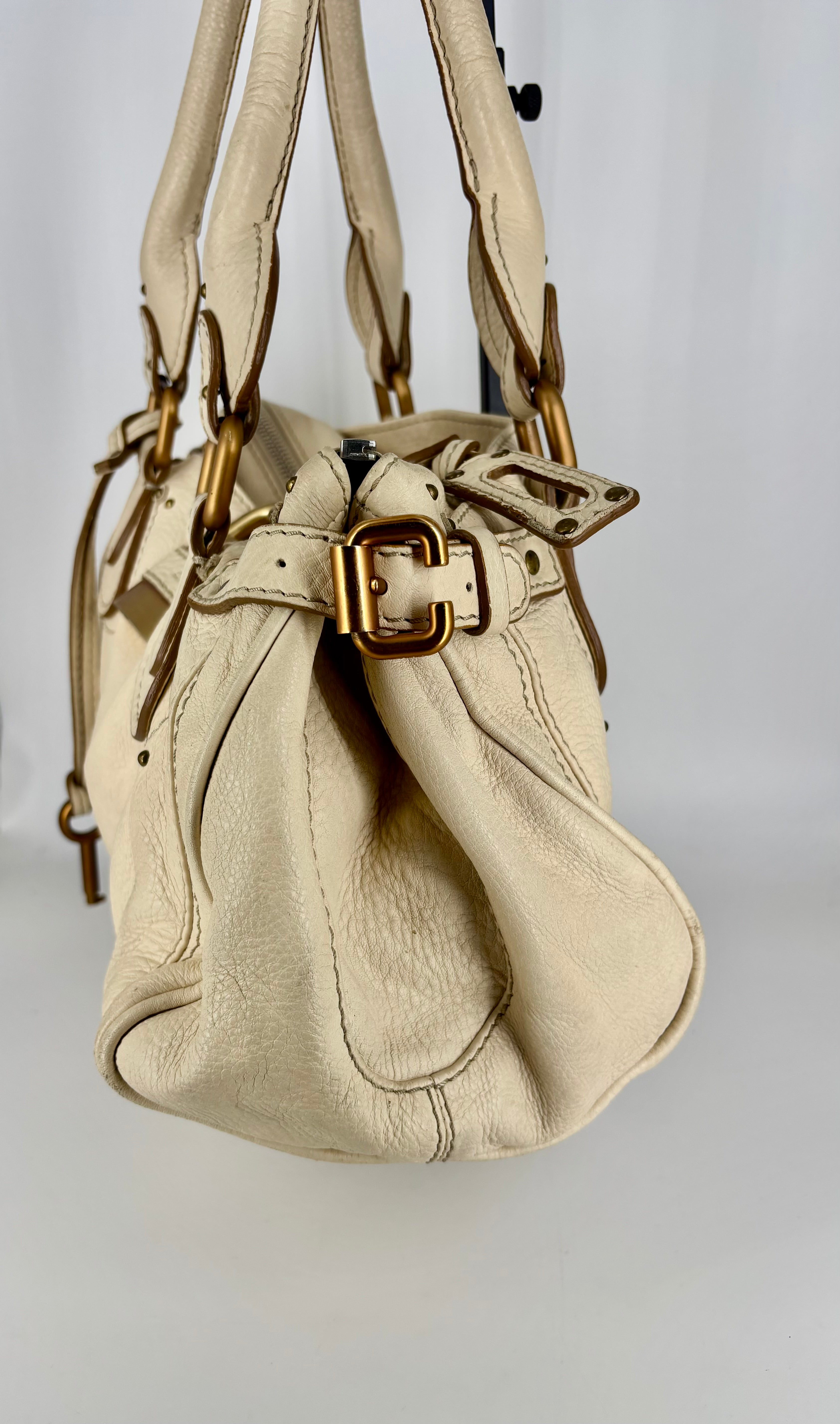 Chloé – Sac Paddington cuir de buffle grainé crème-6