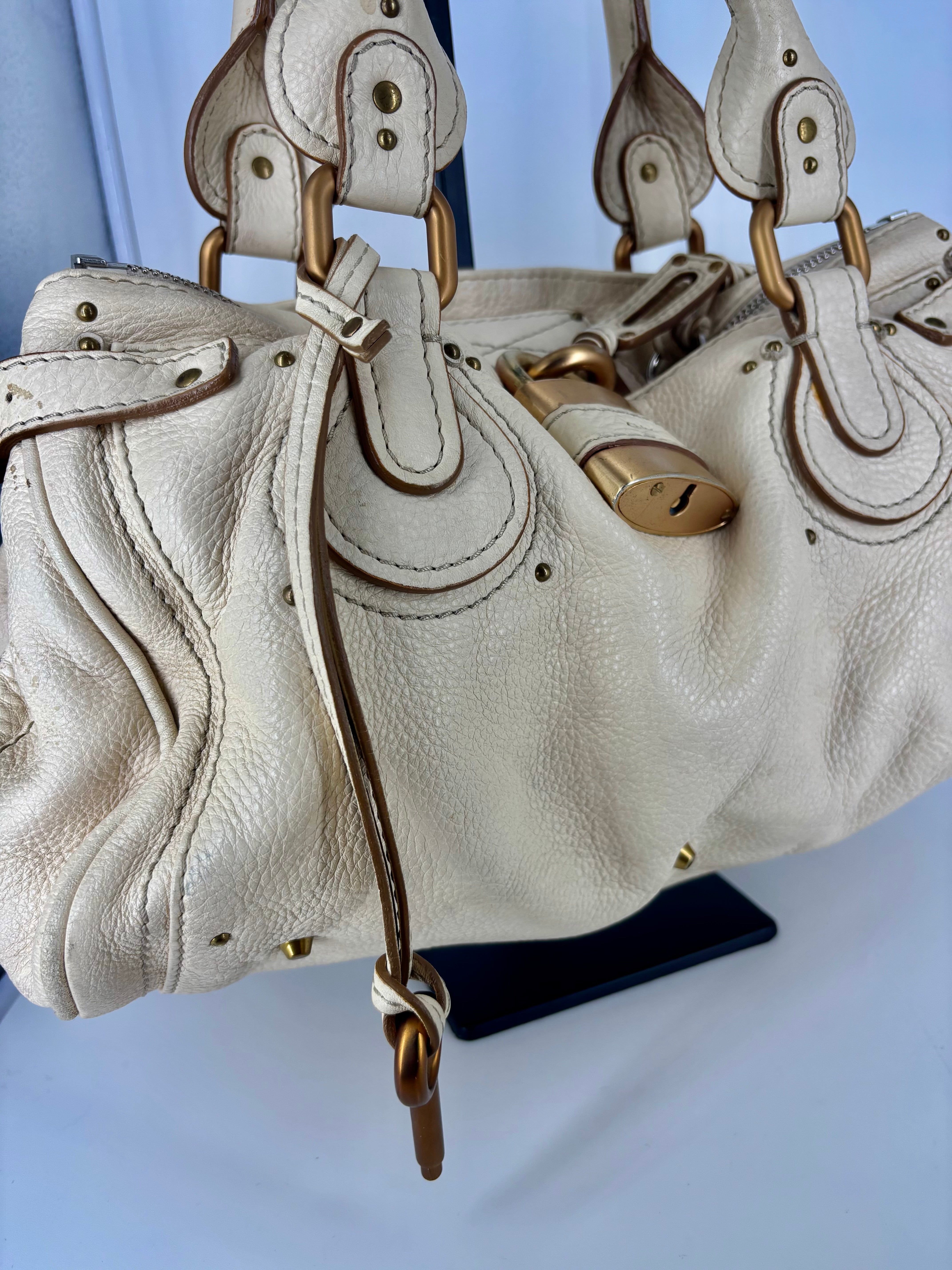Chloé – Sac Paddington cuir de buffle grainé crème-7