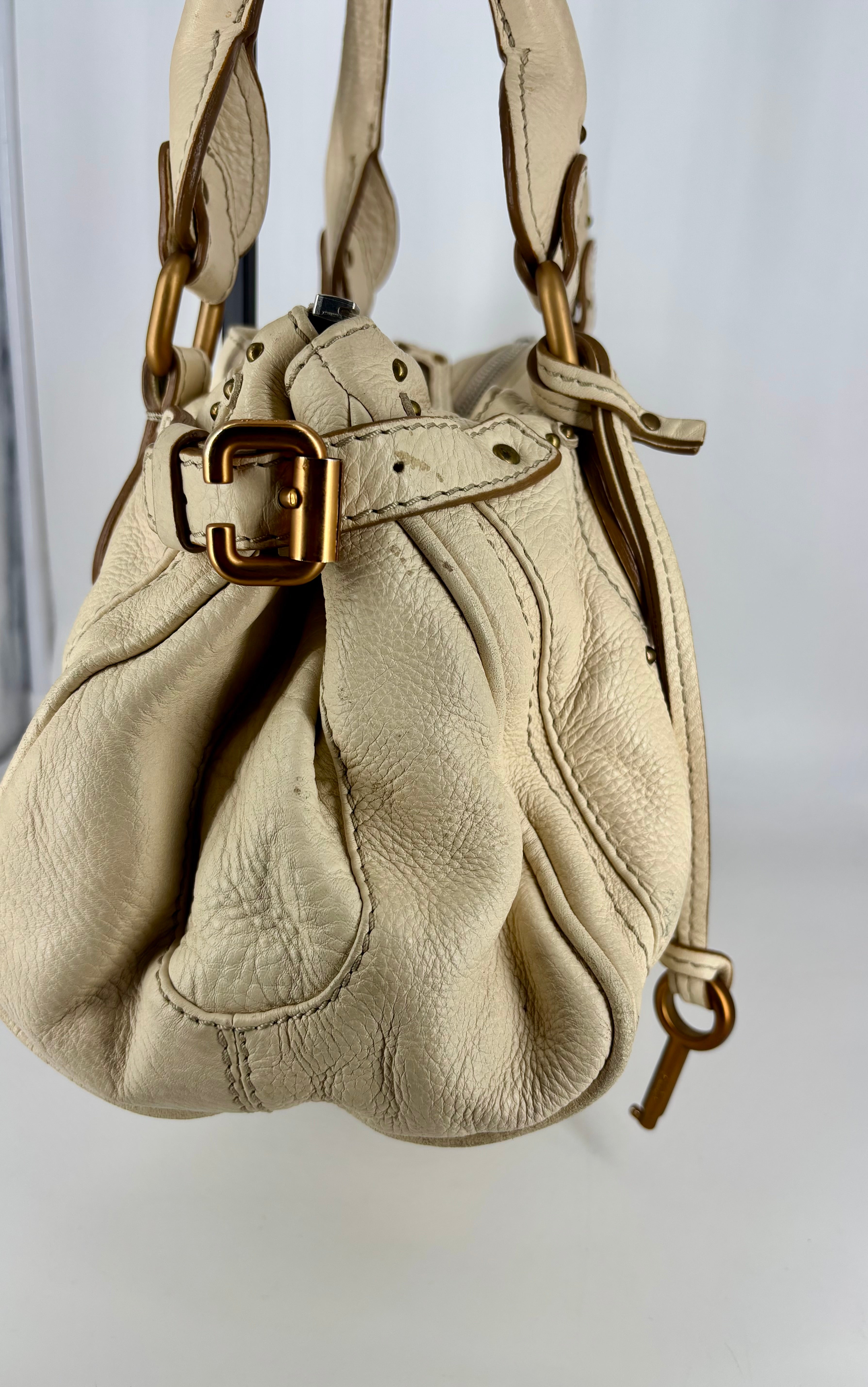 Chloé – Sac Paddington cuir de buffle grainé crème-8
