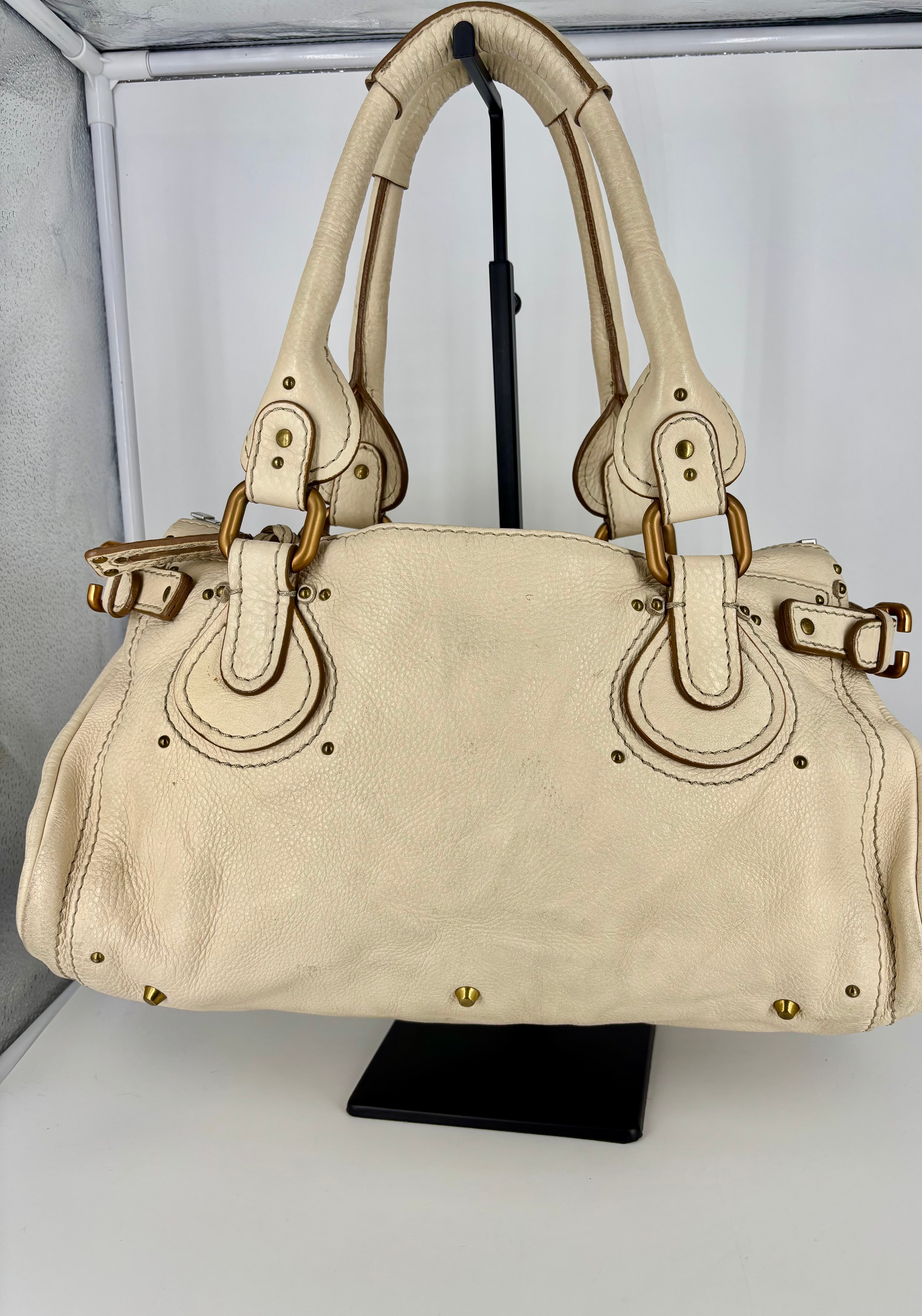 Chloé – Sac Paddington cuir de buffle grainé crème-9
