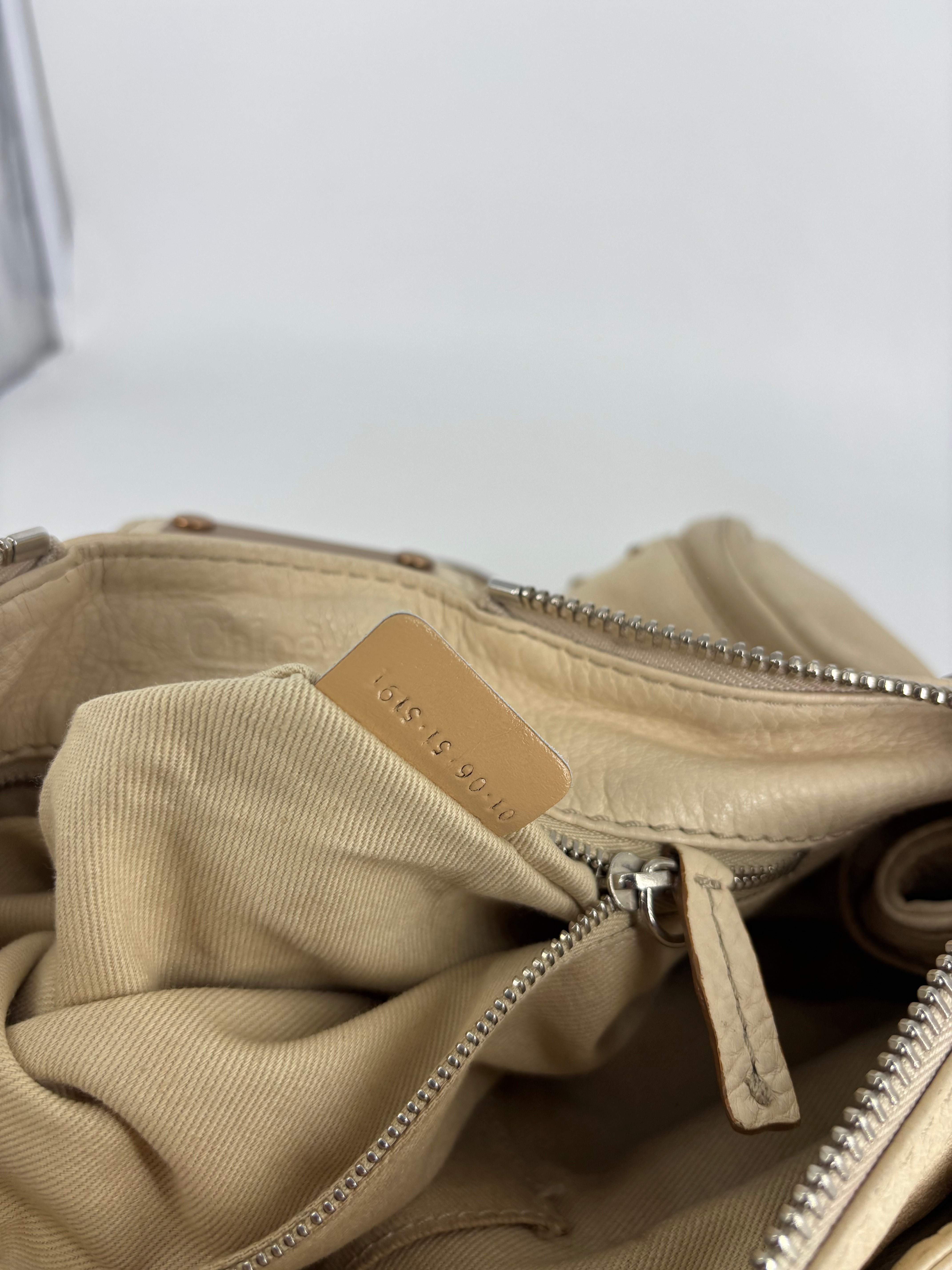 Chloé – Sac Paddington cuir de buffle grainé crème-13