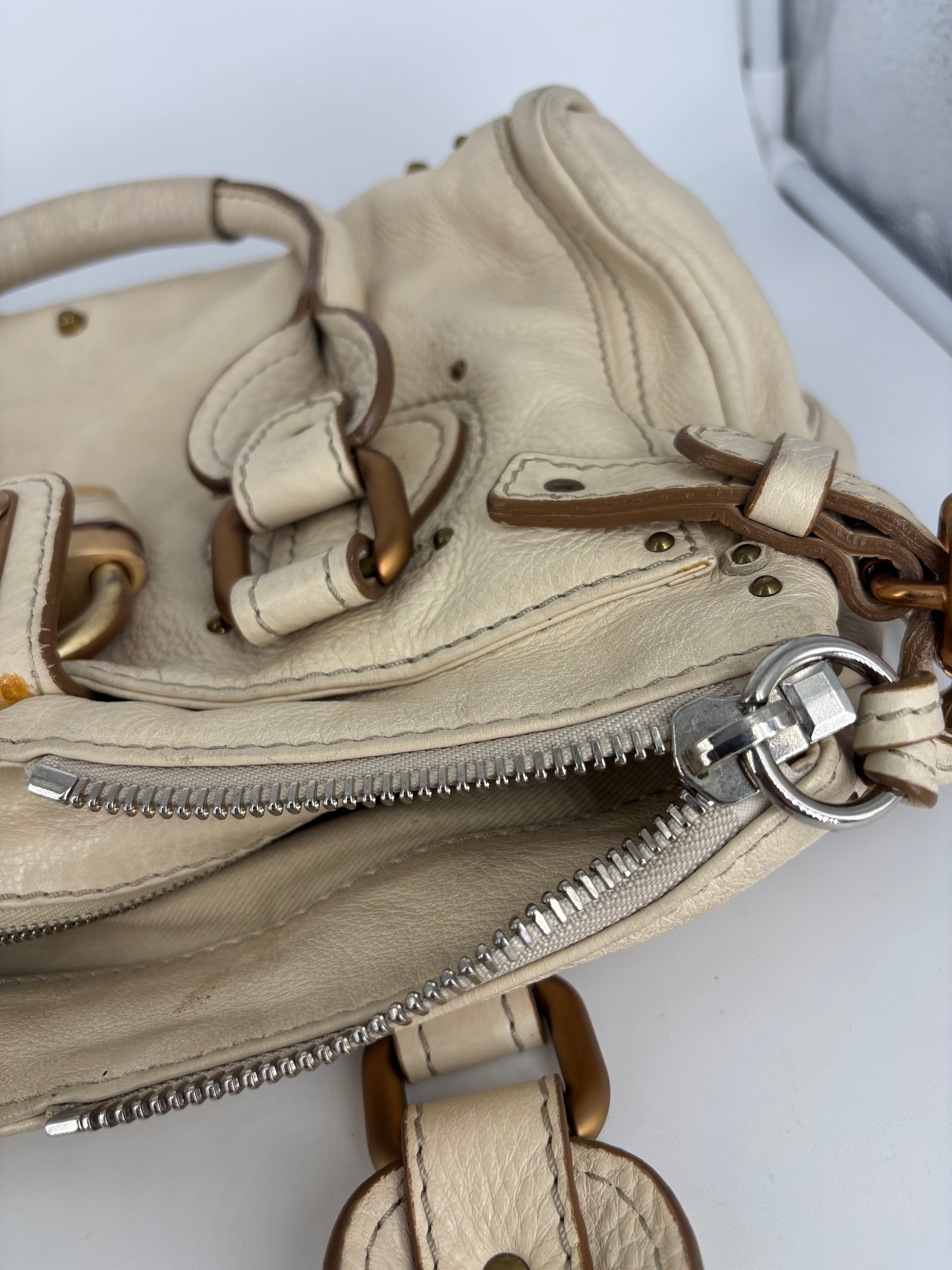 Chloé – Sac Paddington cuir de buffle grainé crème-15