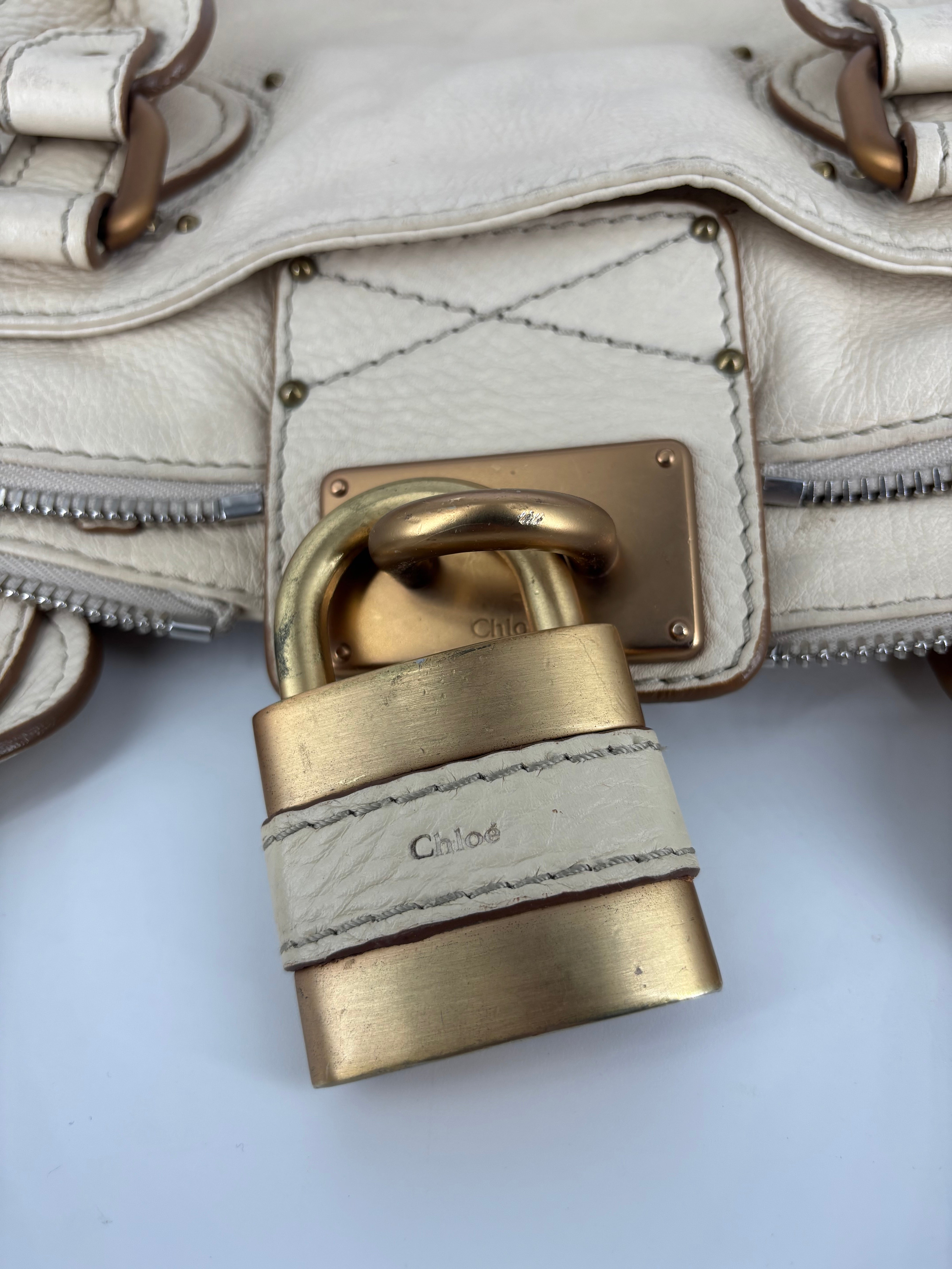 Chloé – Sac Paddington cuir de buffle grainé crème-16