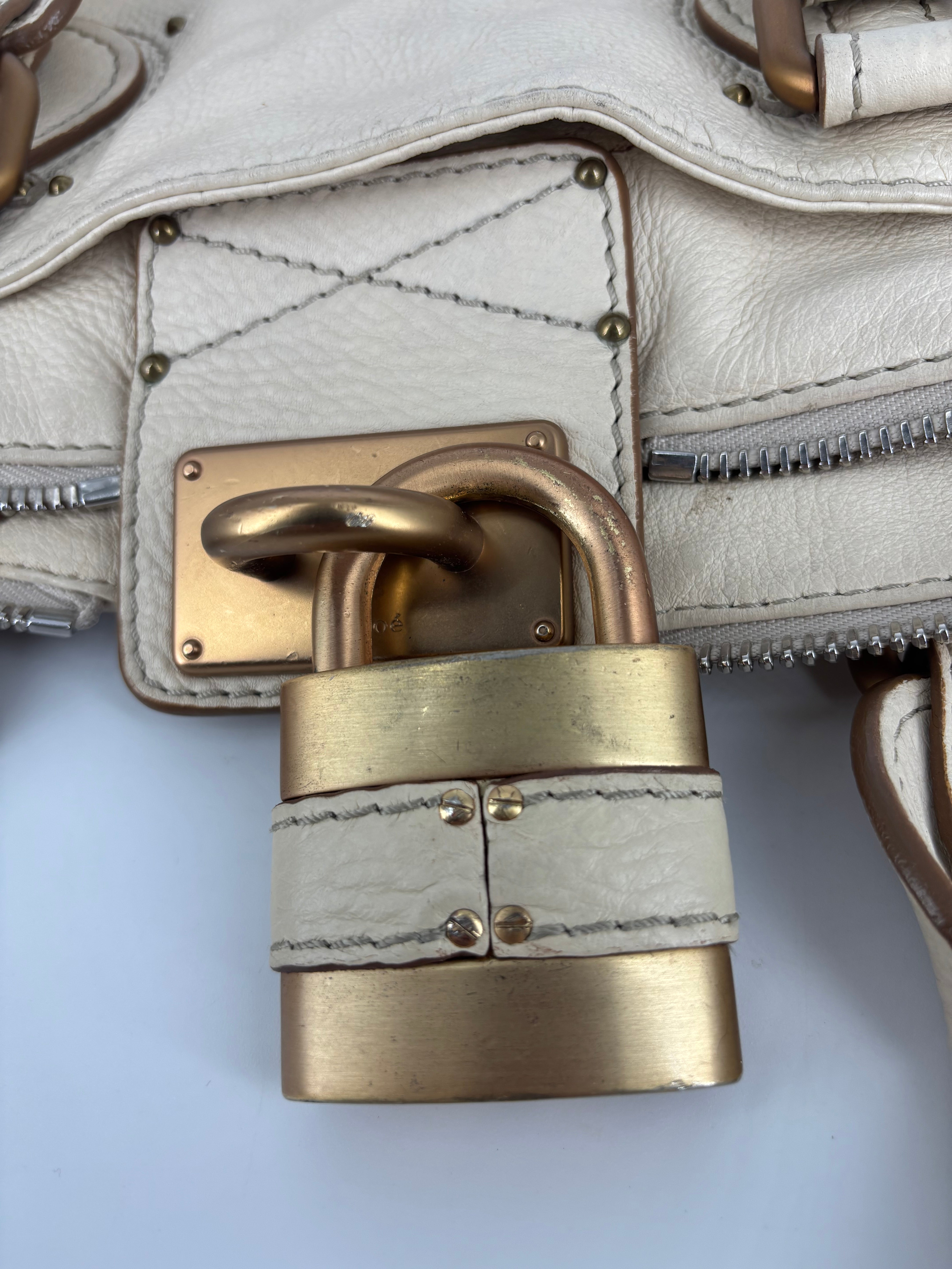 Chloé – Sac Paddington cuir de buffle grainé crème-19