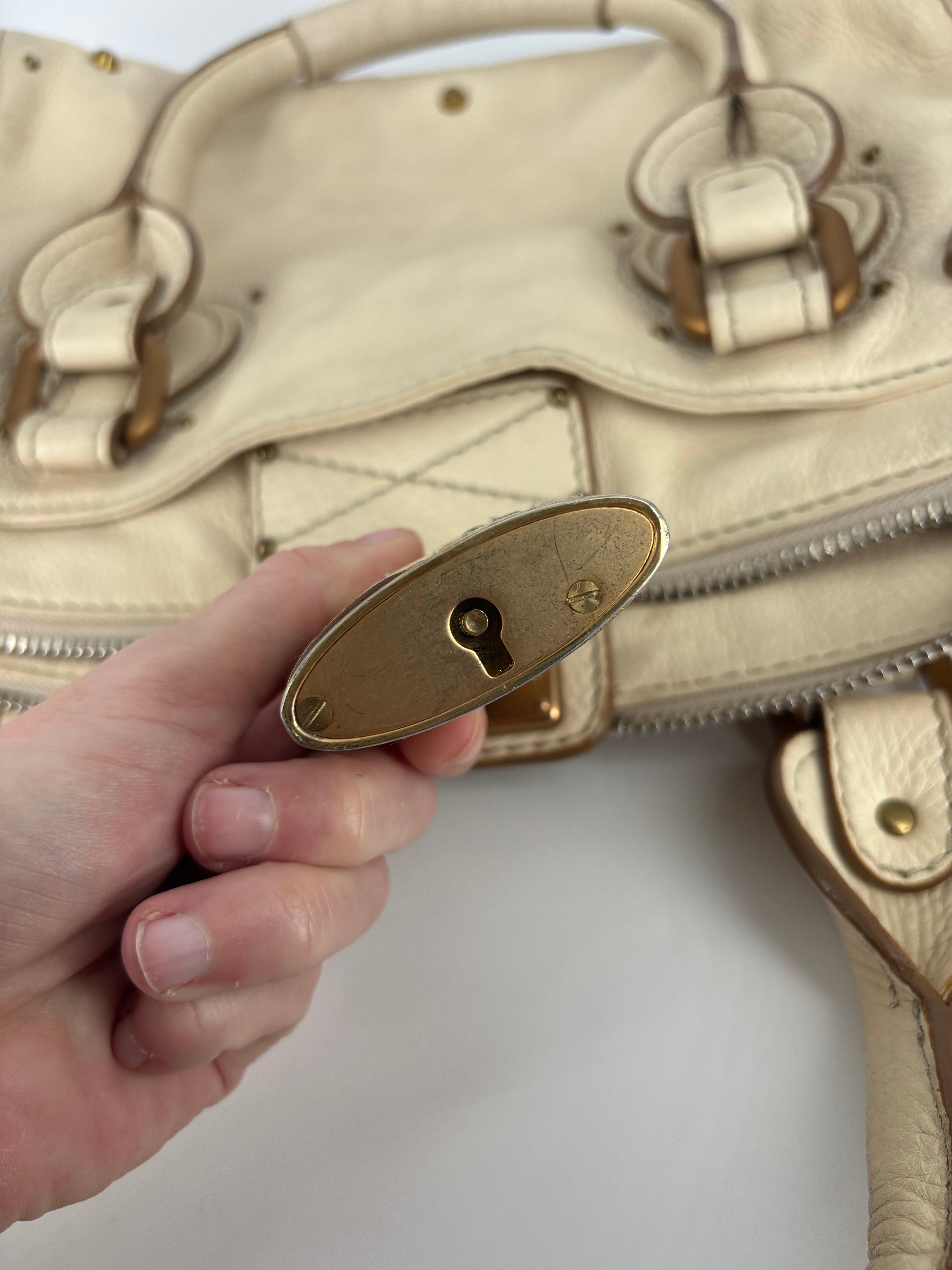Chloé – Sac Paddington cuir de buffle grainé crème-20