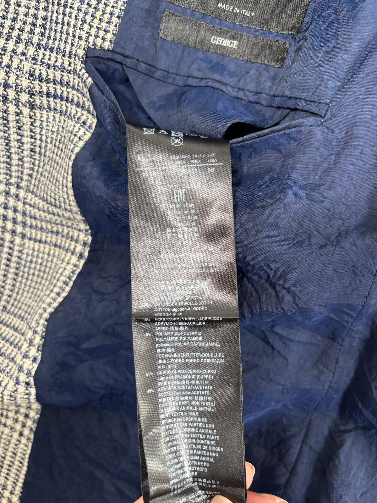 Veste Giorgio Armani George prince de Galles bleu et écru – Taille 56-8