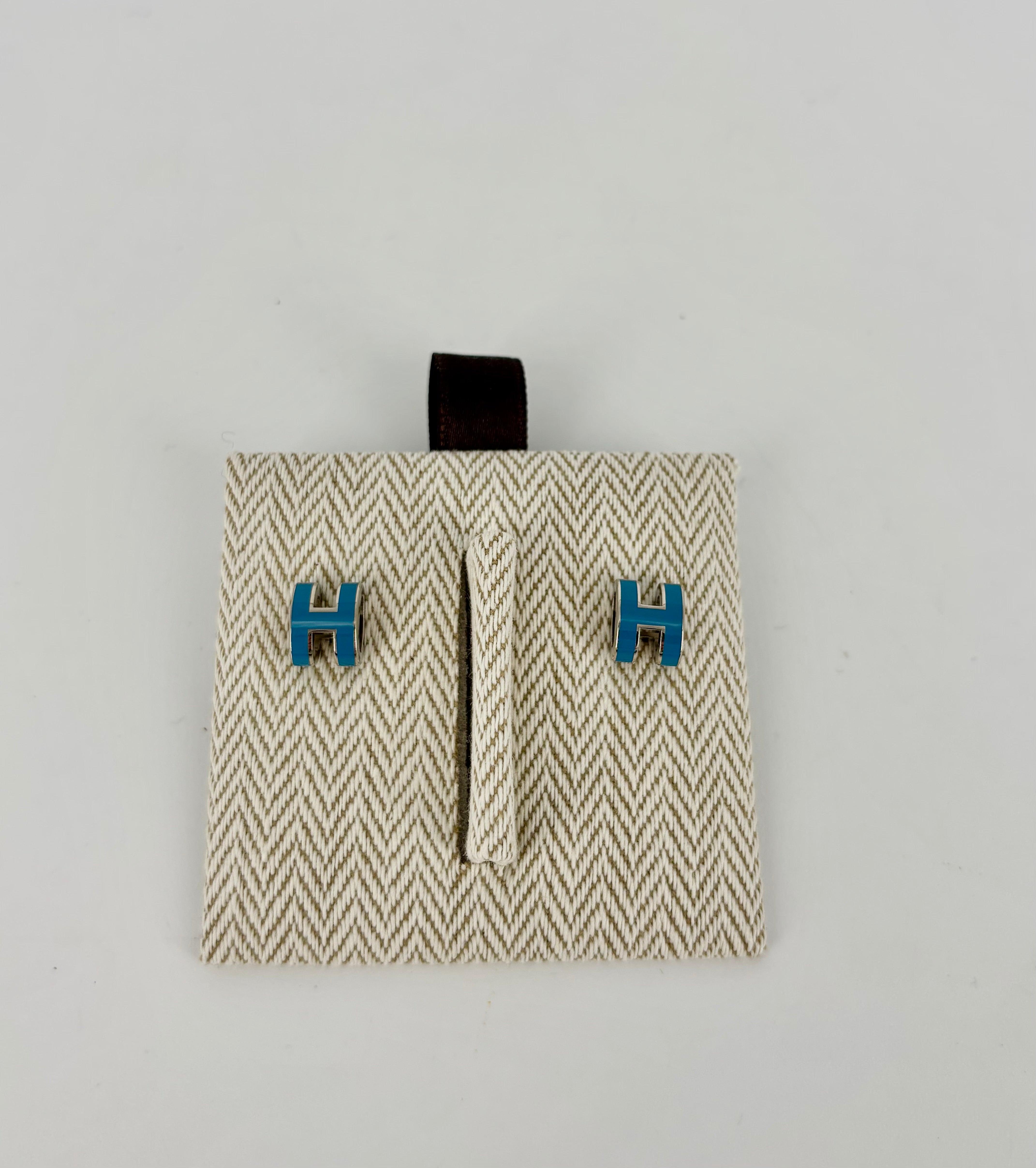 Mini Pop H earrings in blue – Hermès-2