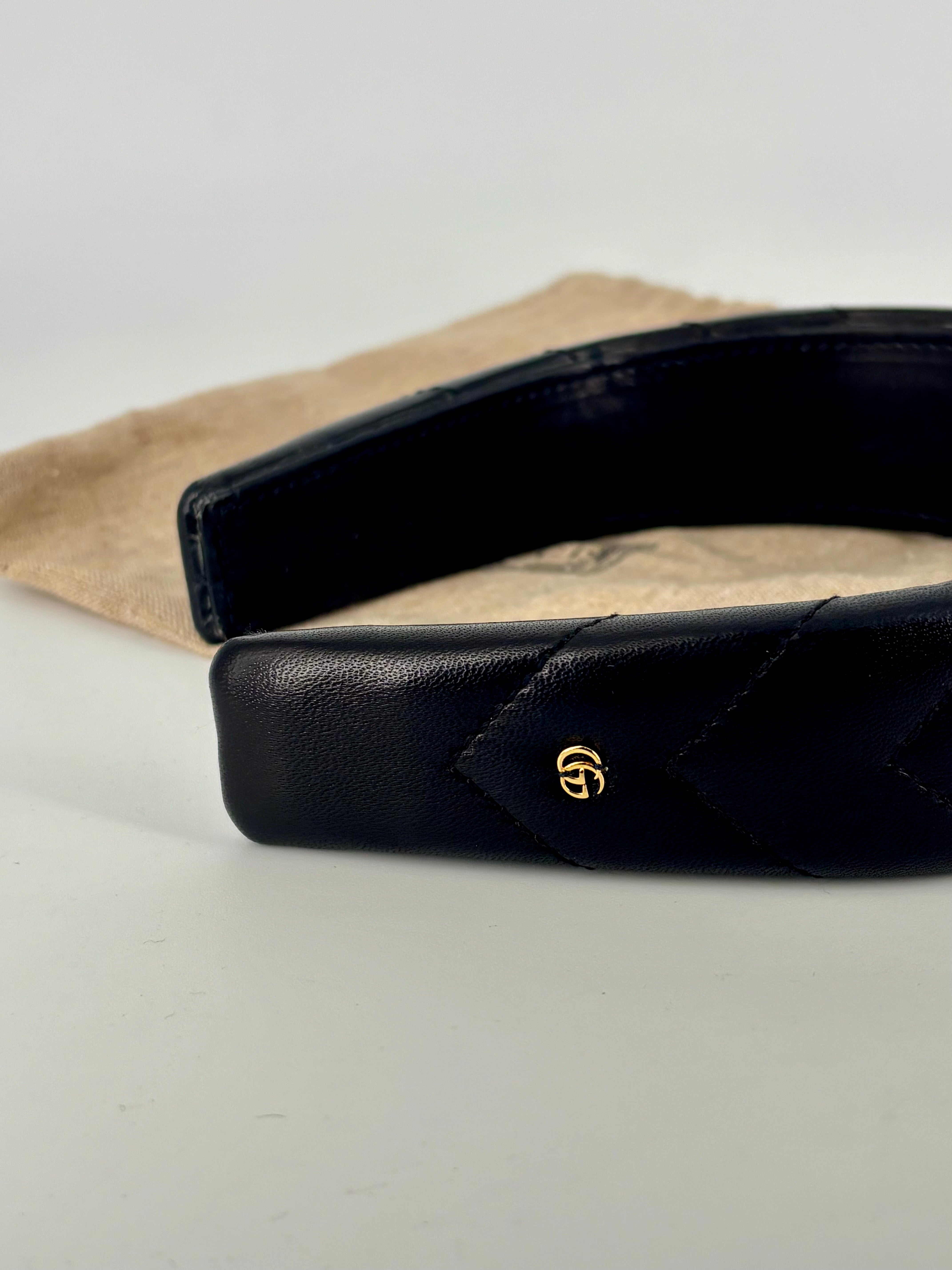 Gucci Black Quilted Leather Headband-2