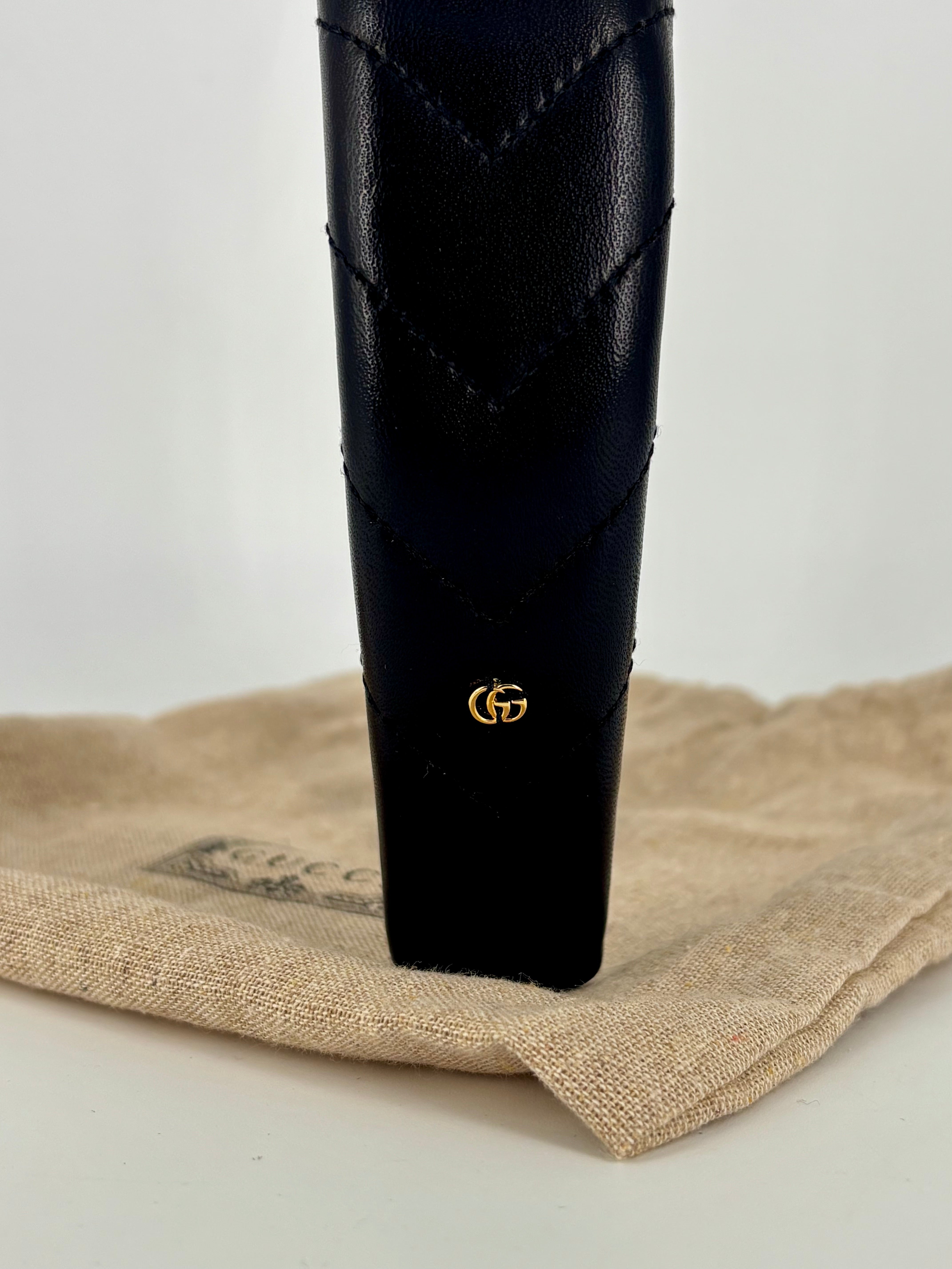 Gucci Black Quilted Leather Headband-3