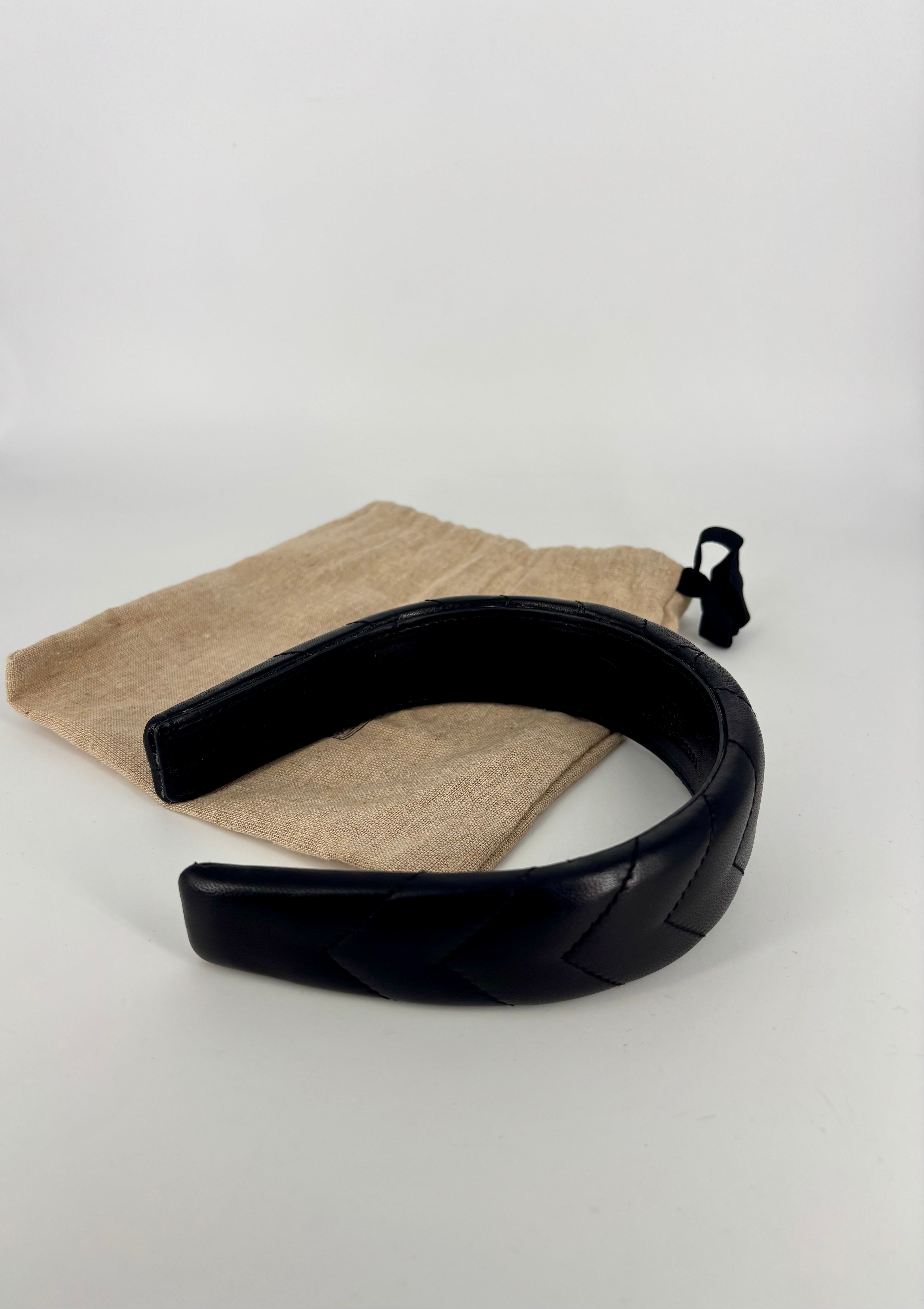 Gucci Black Quilted Leather Headband-5