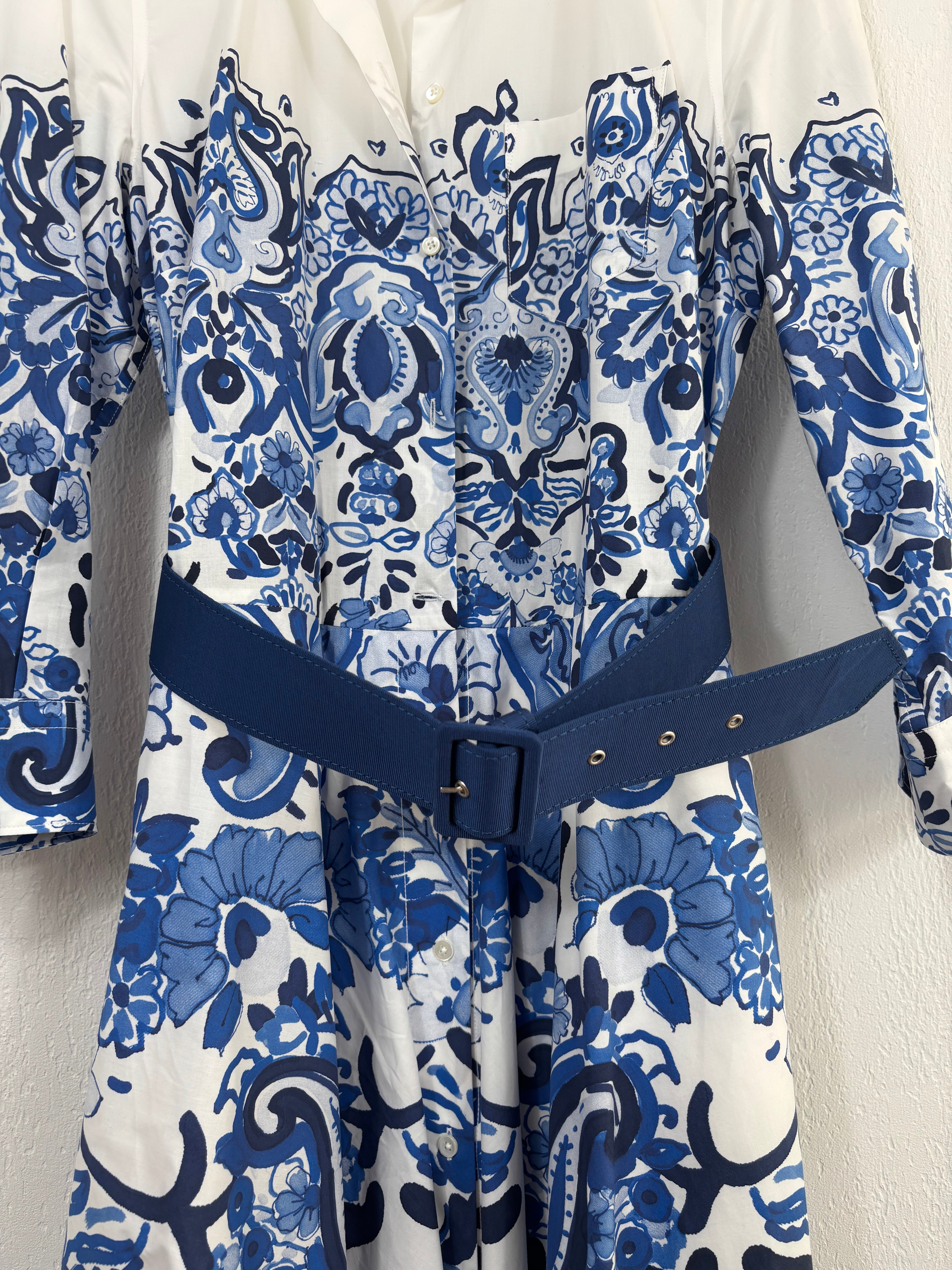 Robe Sara Roka en coton imprimé bleu et blanc – Taille 42-6