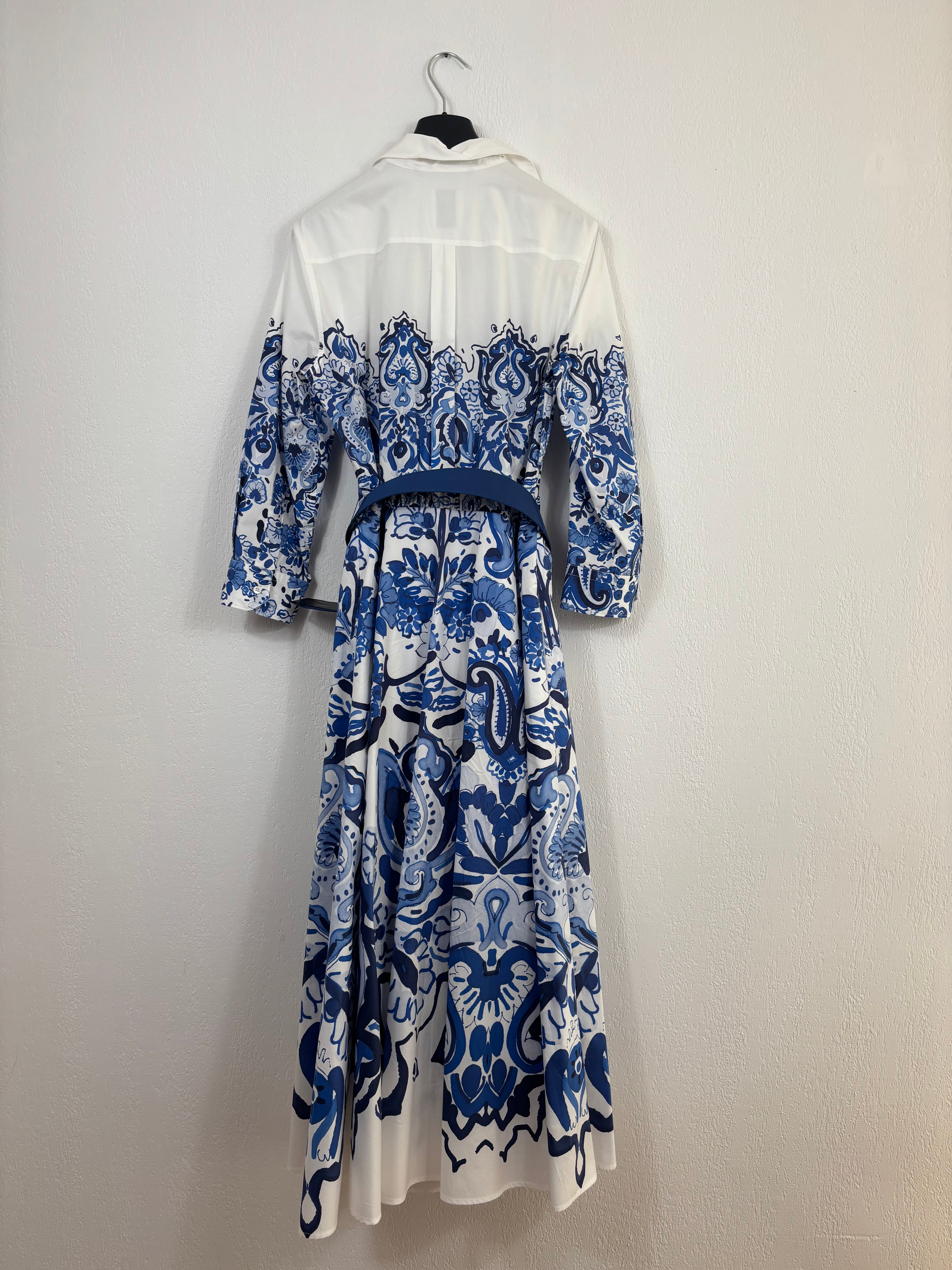 Robe Sara Roka en coton imprimé bleu et blanc – Taille 42-7