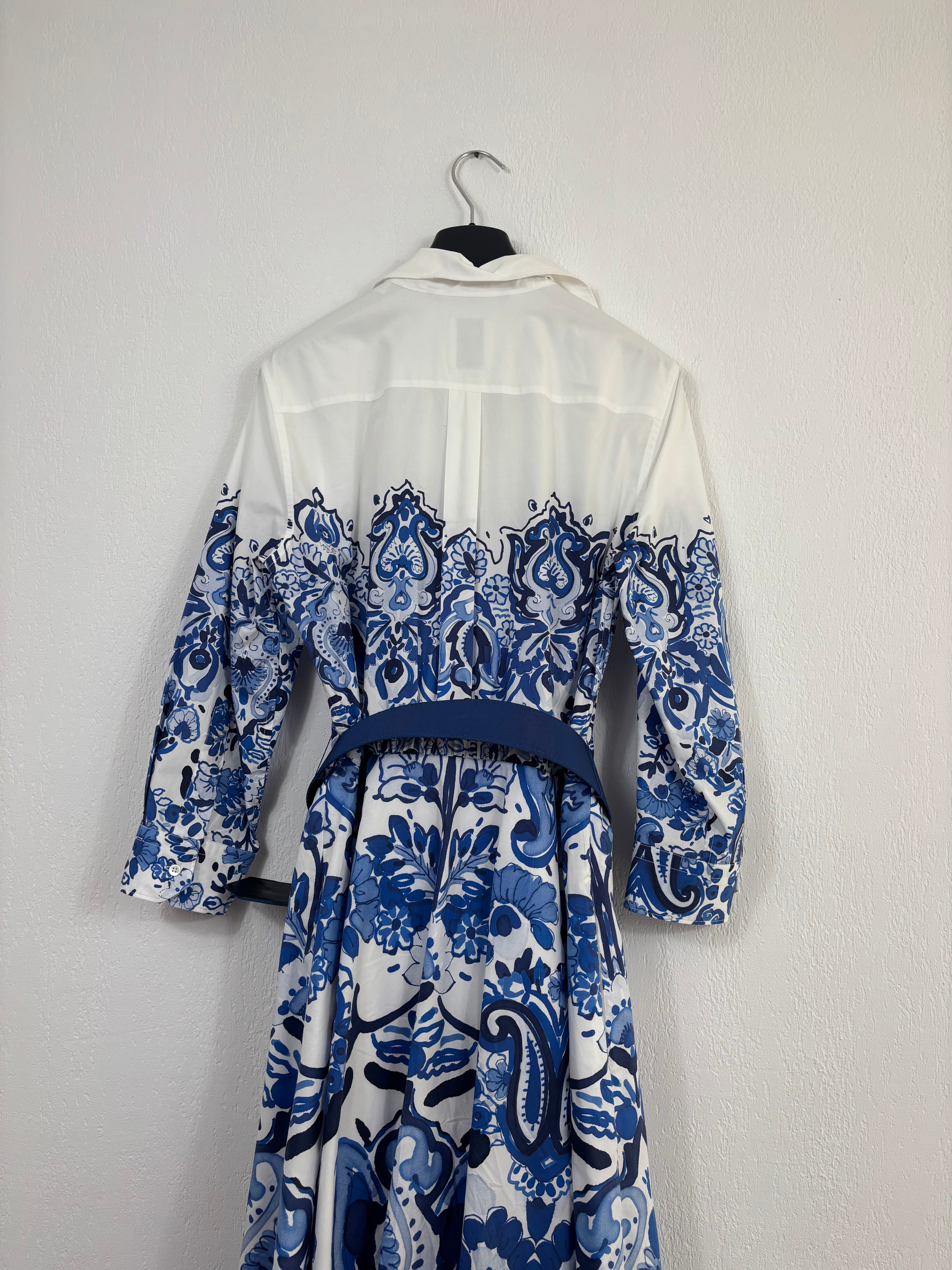 Robe Sara Roka en coton imprimé bleu et blanc – Taille 42-8