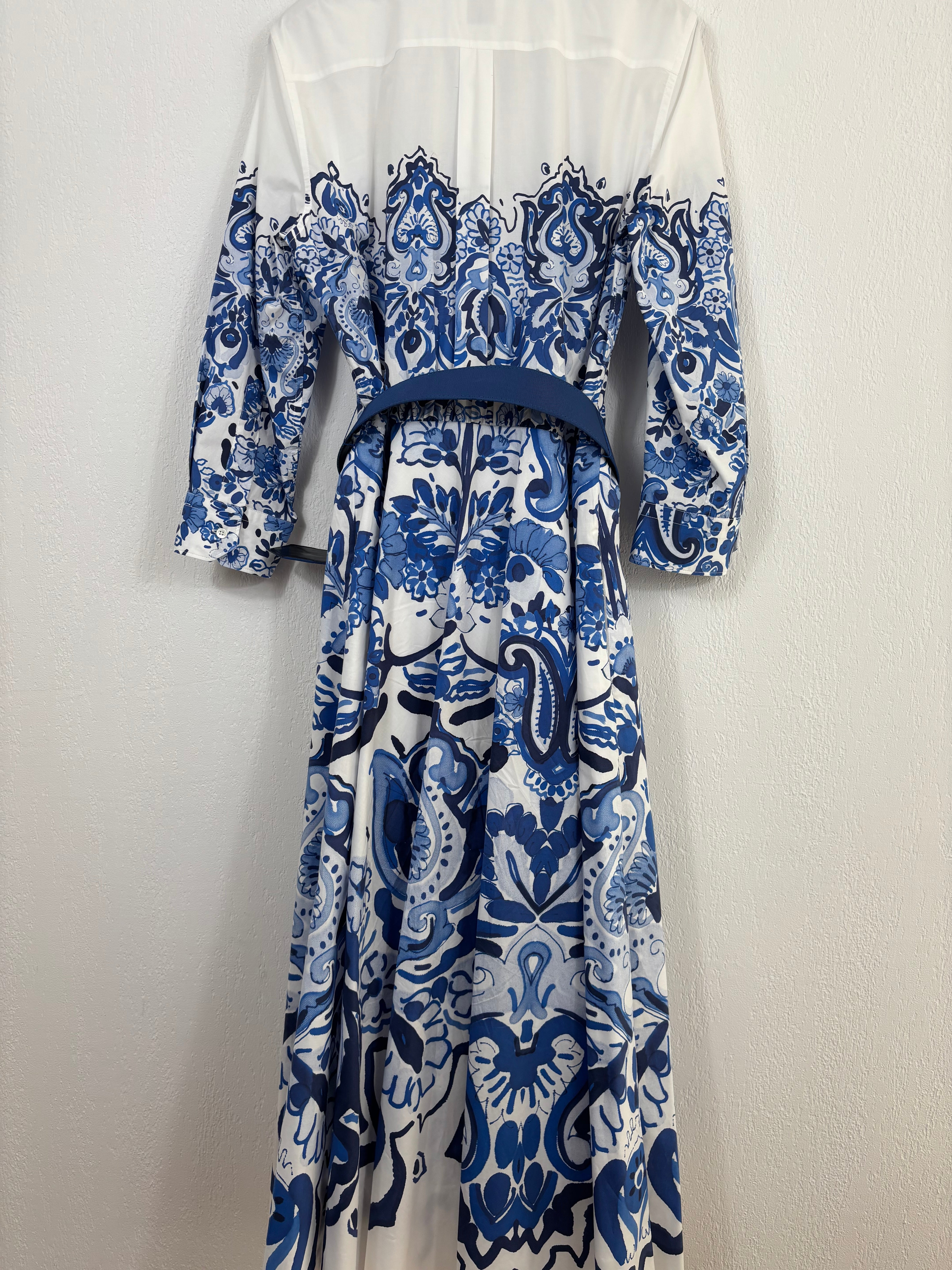 Robe Sara Roka en coton imprimé bleu et blanc – Taille 42-9