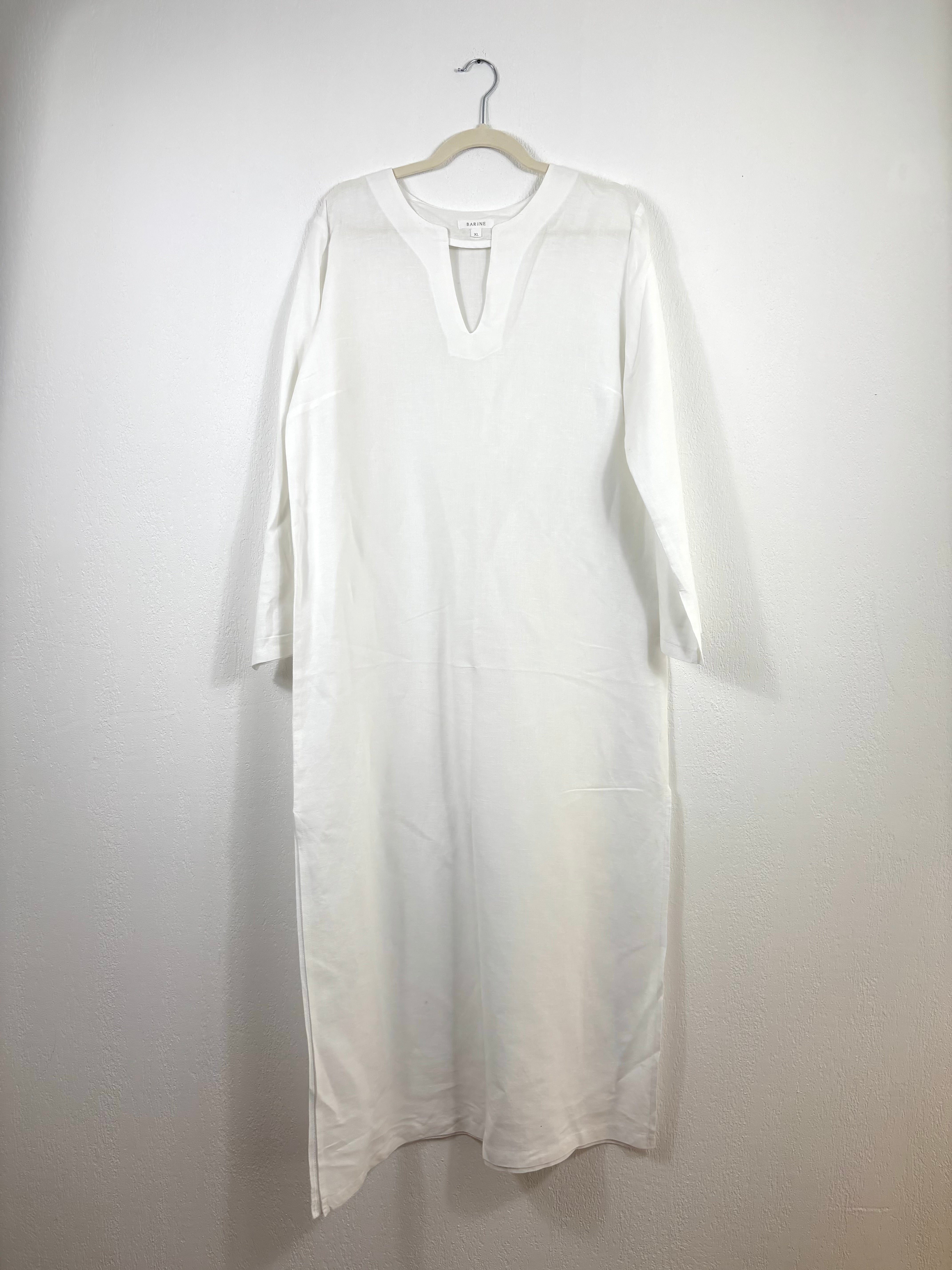 Robe longue en lin blanc – Barine – Taille XL-2