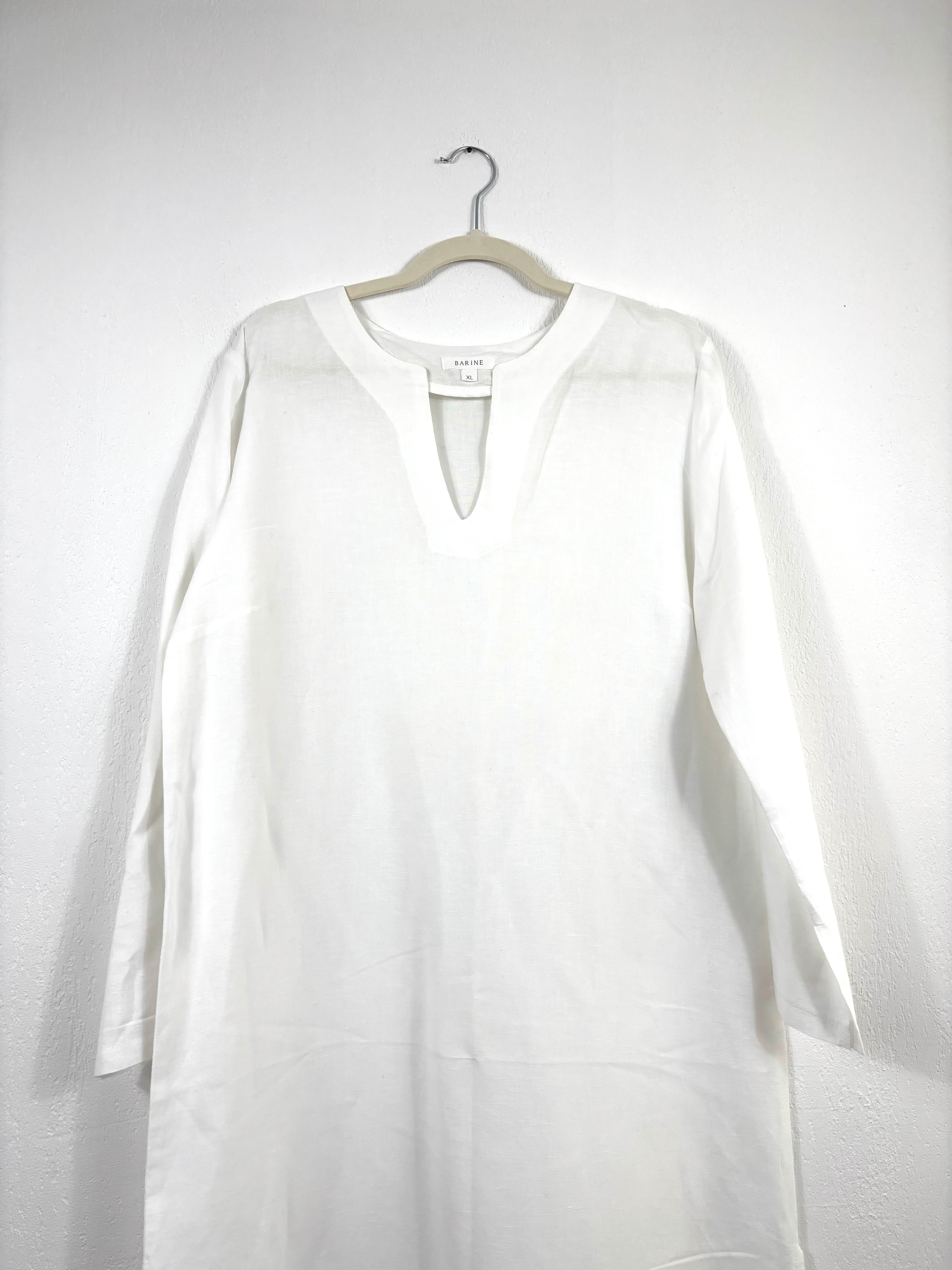 Robe longue en lin blanc – Barine – Taille XL-4