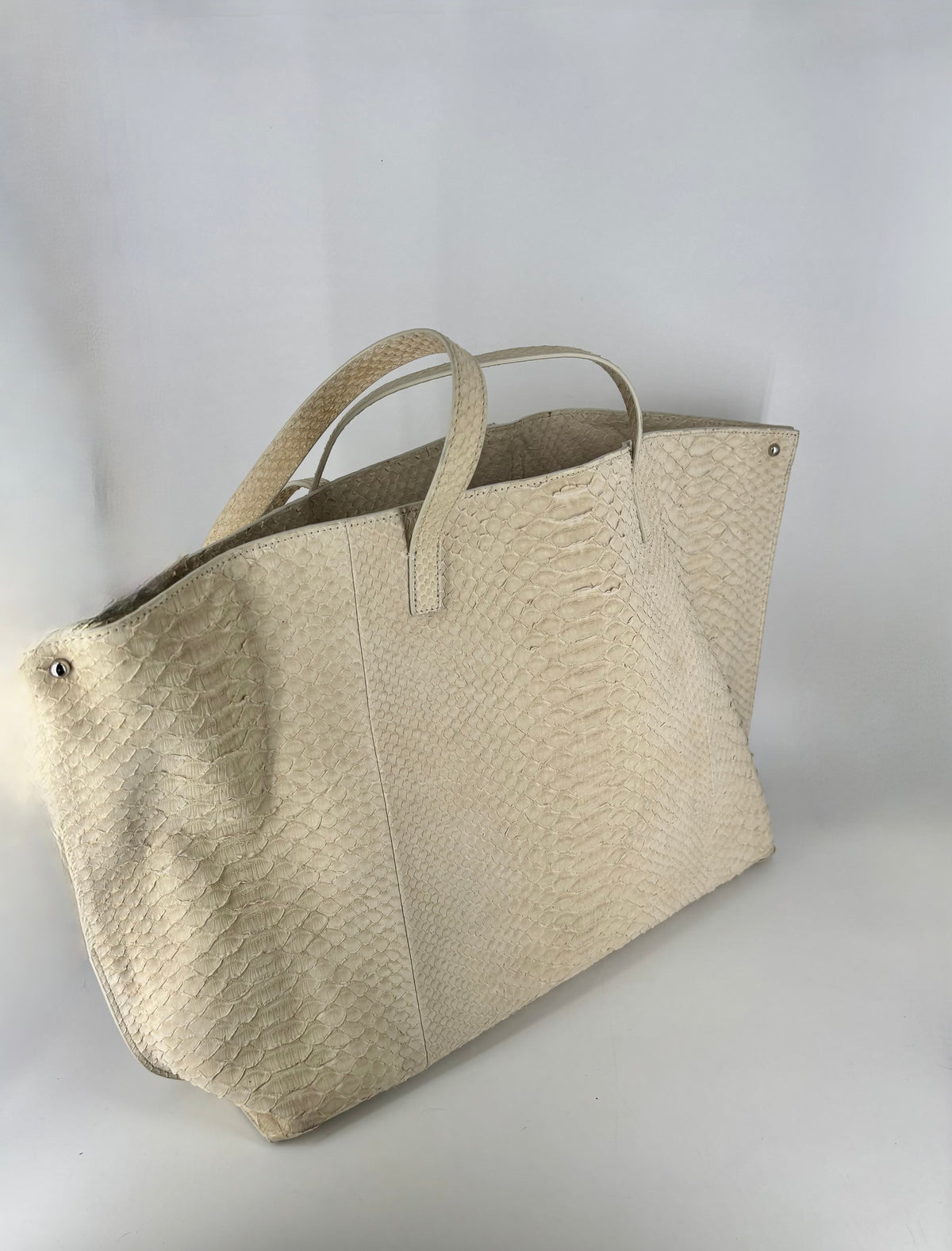 Sac Akris Ai Top Handle Tote python crème ivoire-7