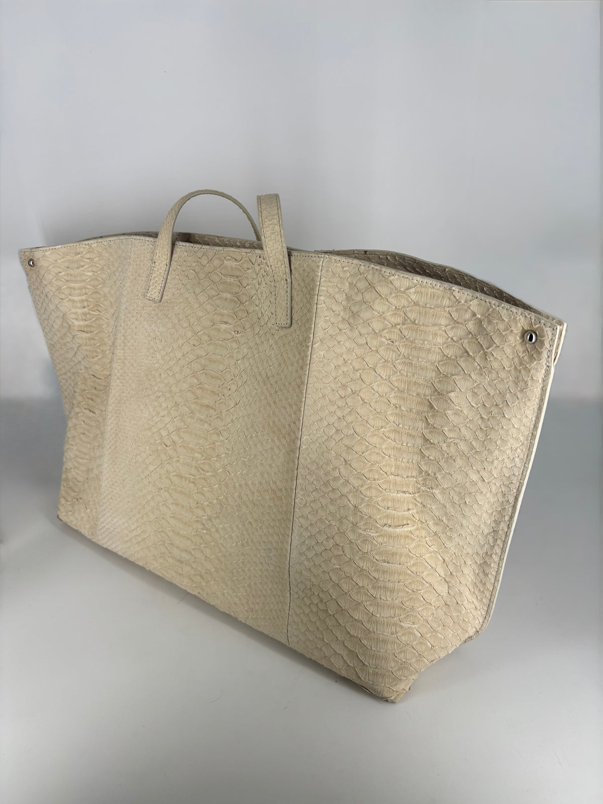 Sac Akris Ai Top Handle Tote python crème ivoire-8