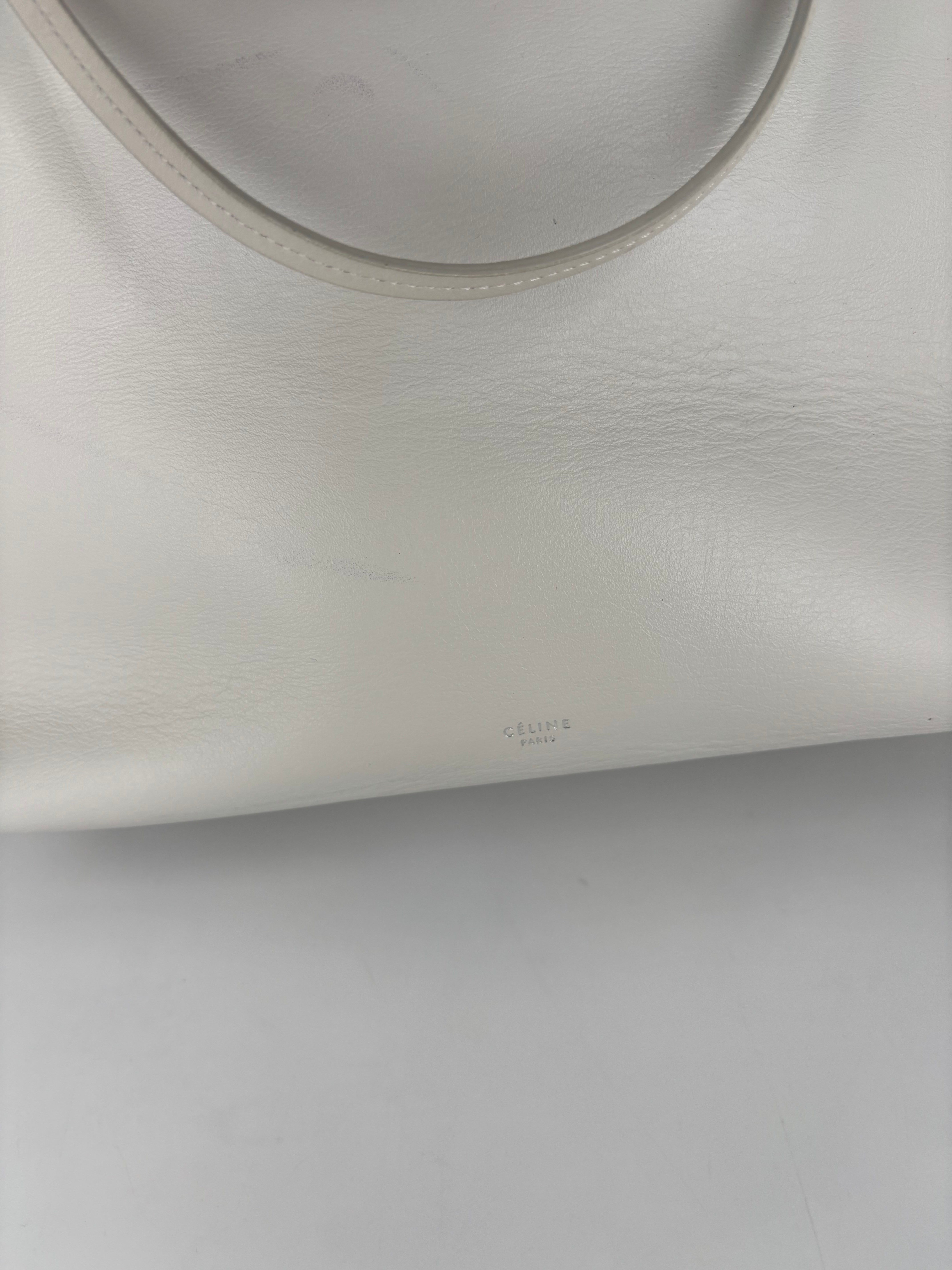 Sac Céline Clasp grand format cuir blanc cassé cadre métallique-5