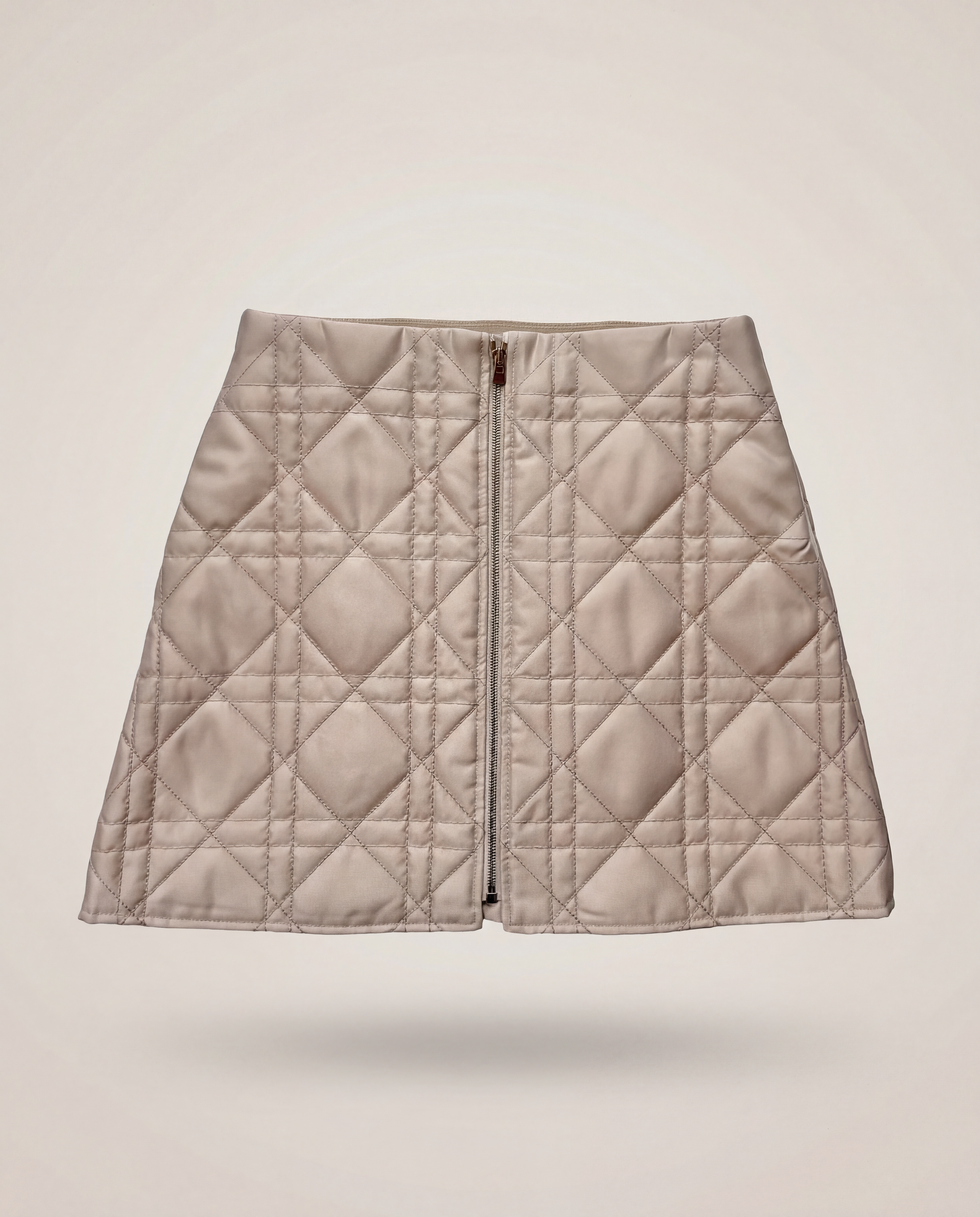 Jupe Dior enfant matelassée Cannage rose poudré zip doré – Taille 10 ans
