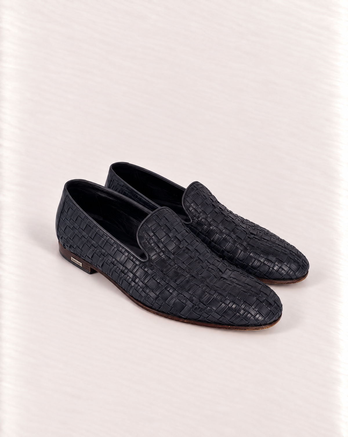 Mocassins Baldinini cuir tressé bleu marine style slipper – Pointure 43-1