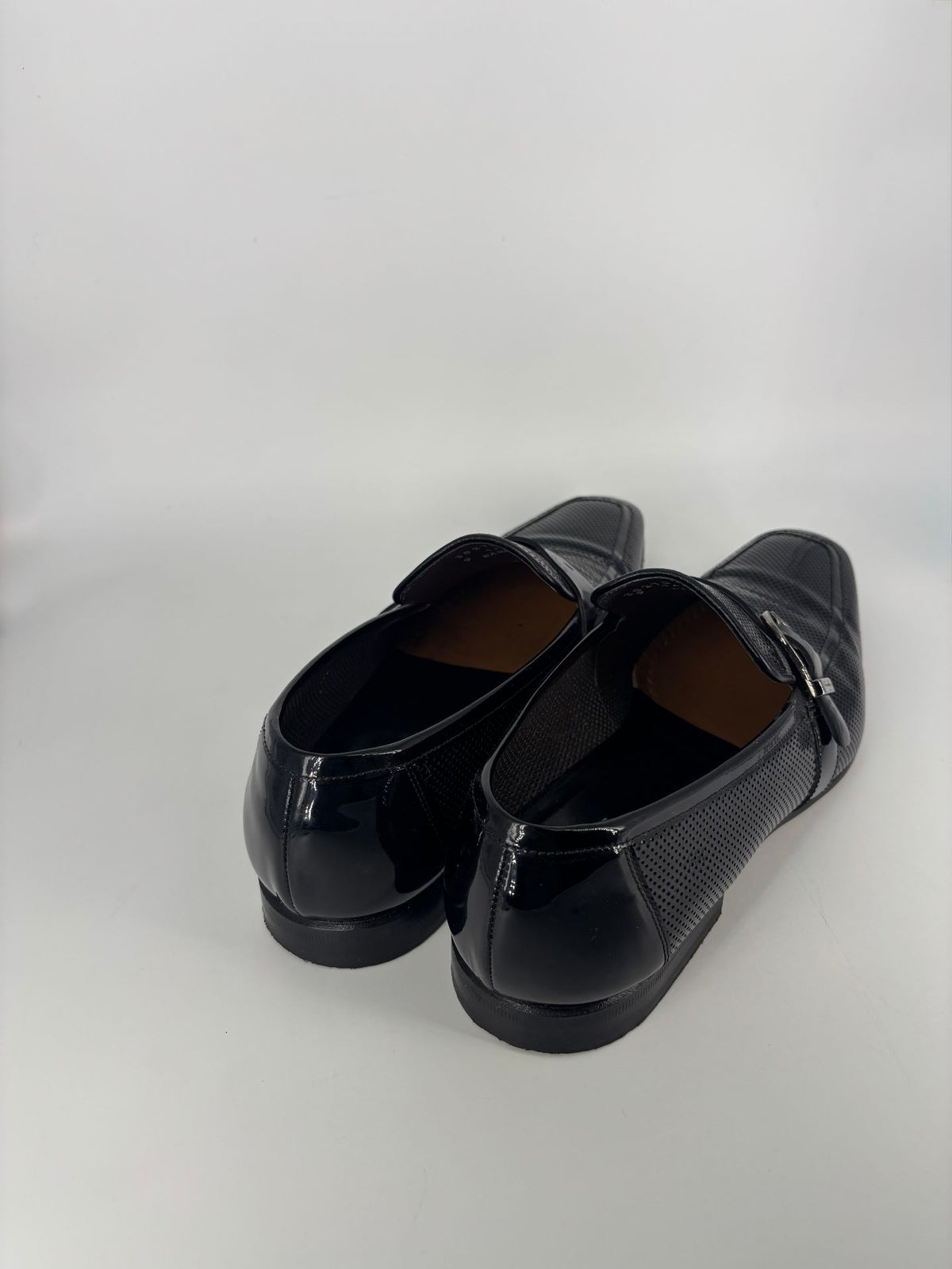 Mocassins Moreschi Banker cuir verni perforé noir – Pointure 43-7