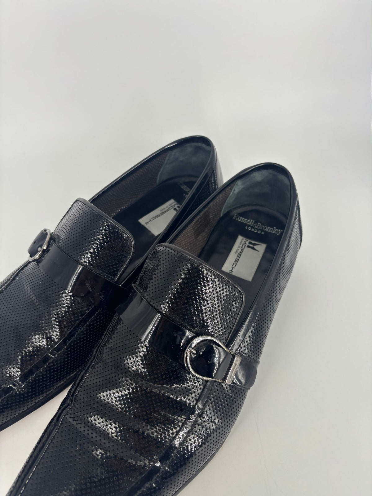 Mocassins Moreschi Banker cuir verni perforé noir – Pointure 43-3