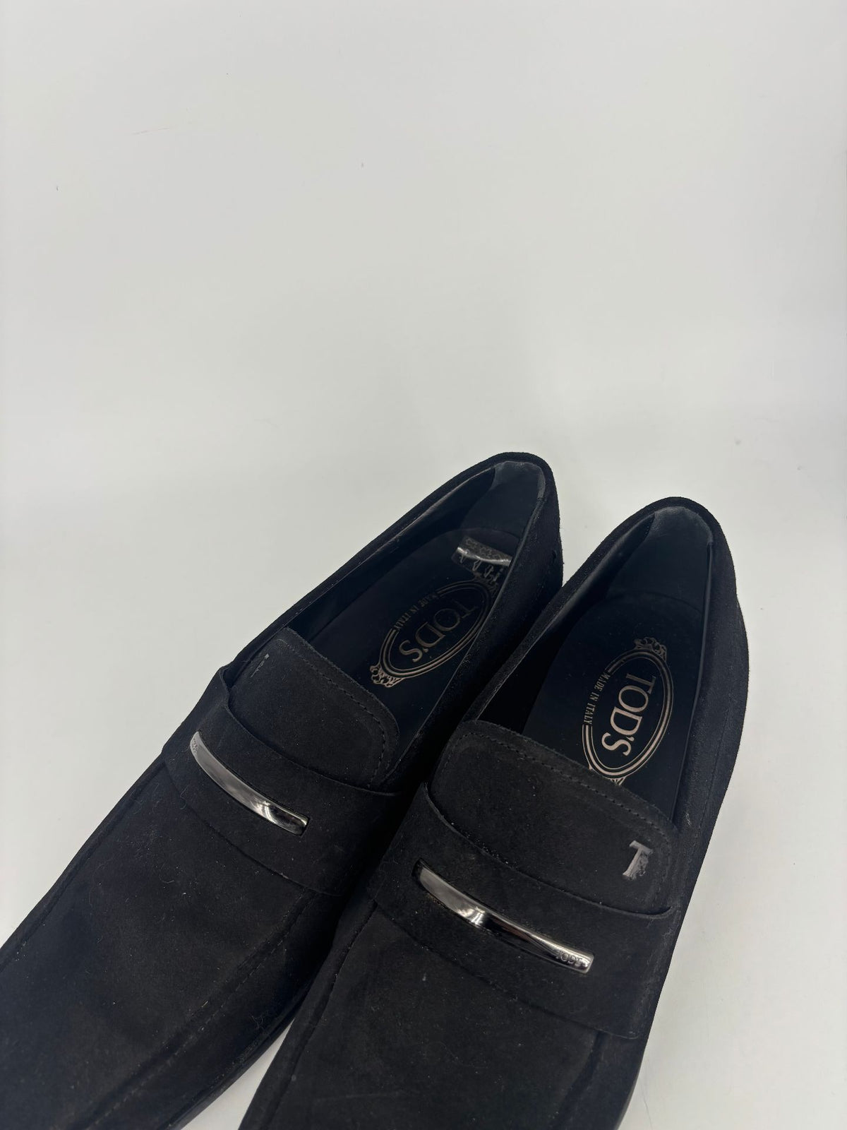 Mocassins Tod's daim noir barrette métal – Pointure 44-3
