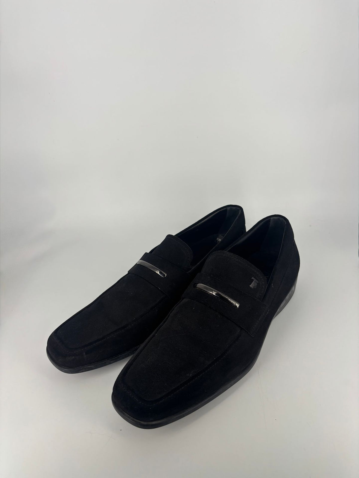 Mocassins Tod's daim noir barrette métal – Pointure 44-2