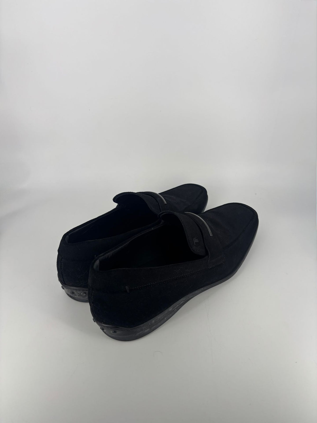 Mocassins Tod's daim noir barrette métal – Pointure 44-7