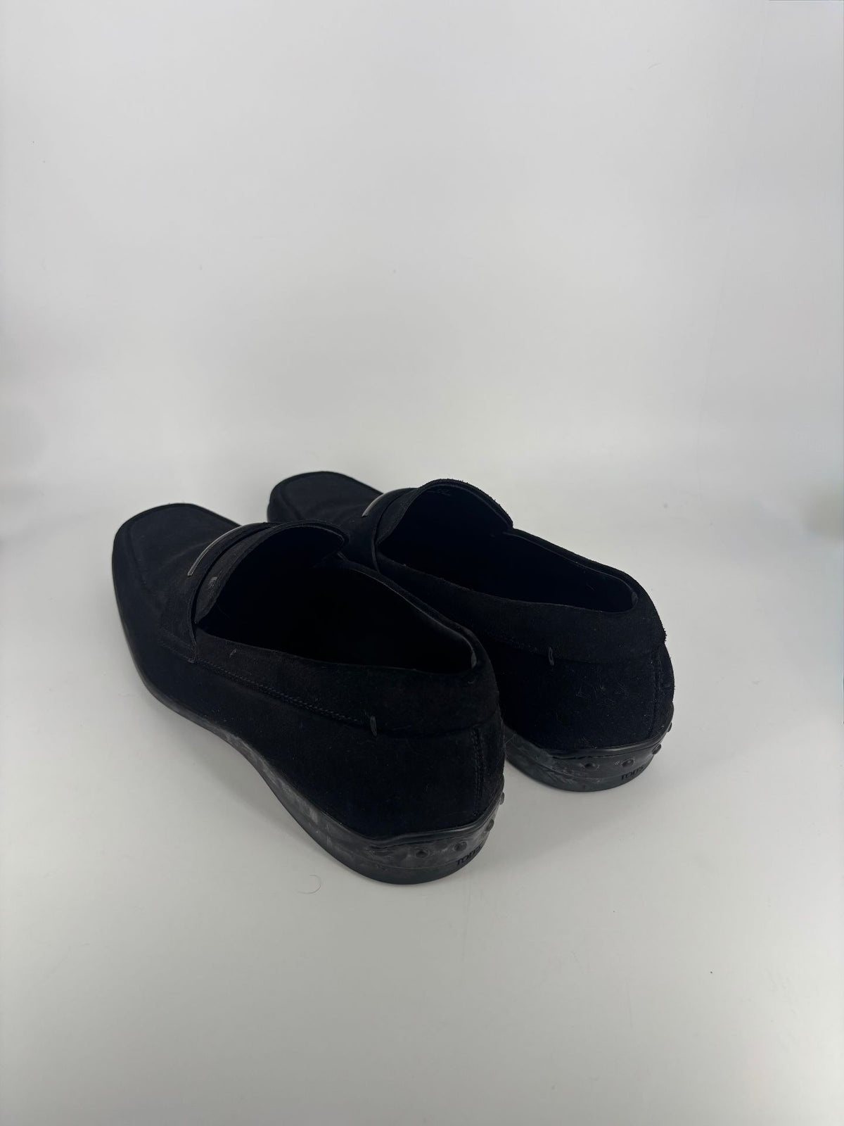 Mocassins Tod's daim noir barrette métal – Pointure 44-6
