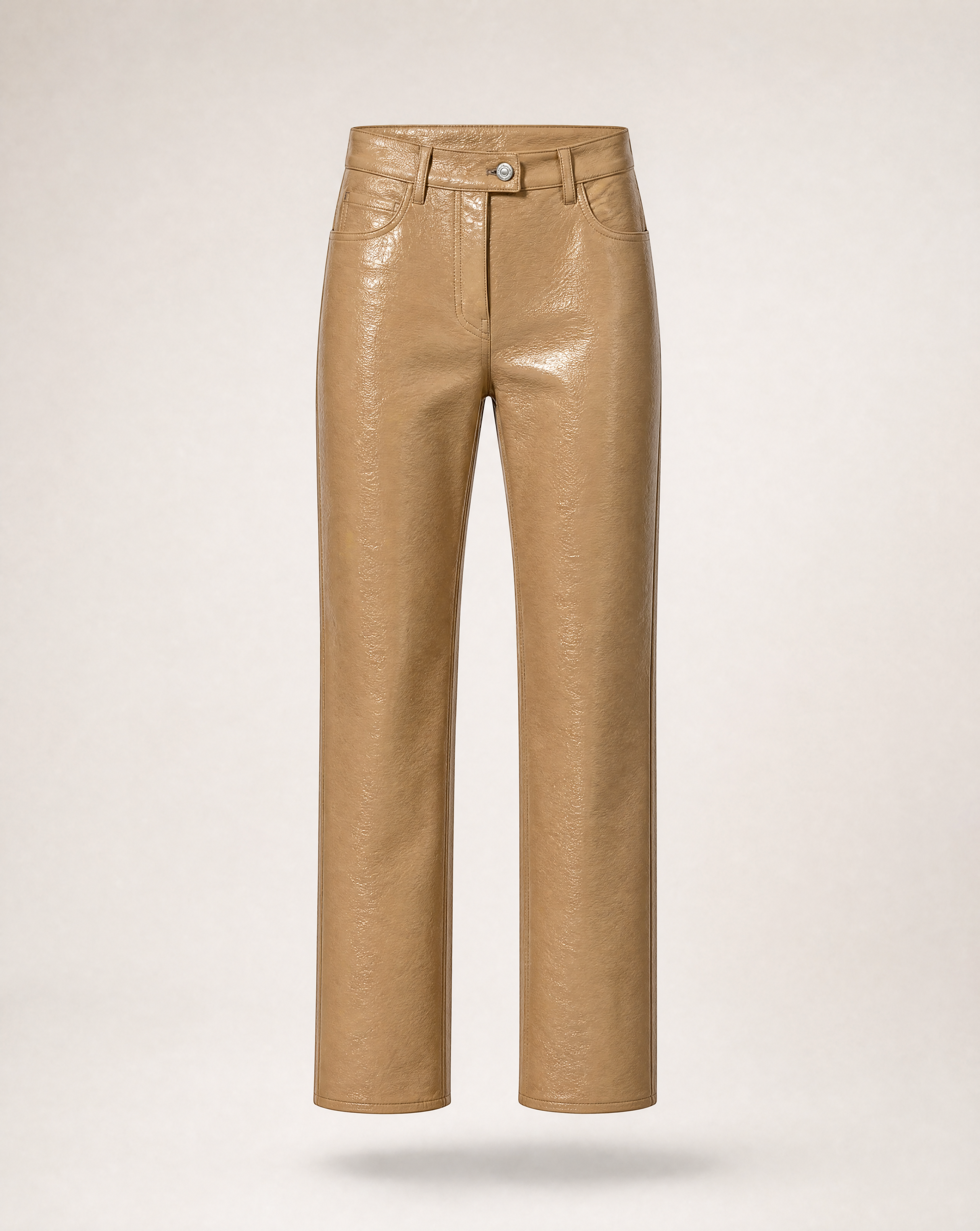 Pantalon Courrèges Réédition 5 Poches vinyle camel – T.38 – Neuf
