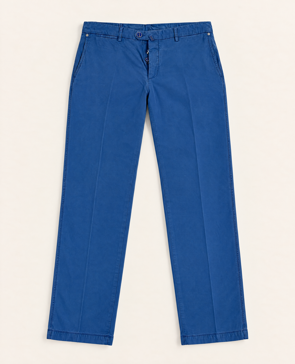 Pantalon chino Kiton bleu en coton et soie stretch – Taille FR 48-1