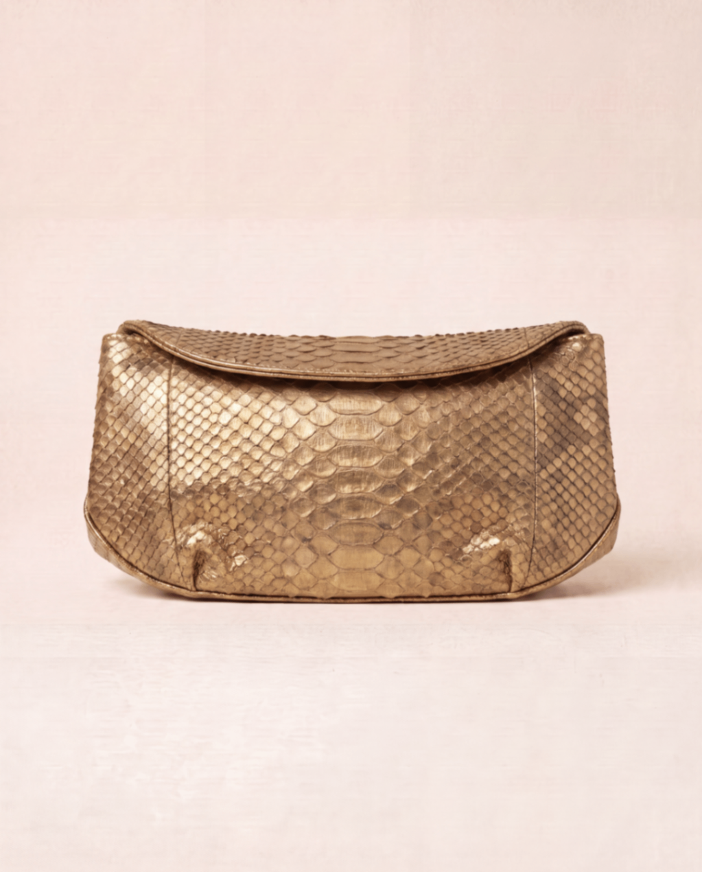 Pochette Akris cuir de python doré bronze – 20x10 cm-1